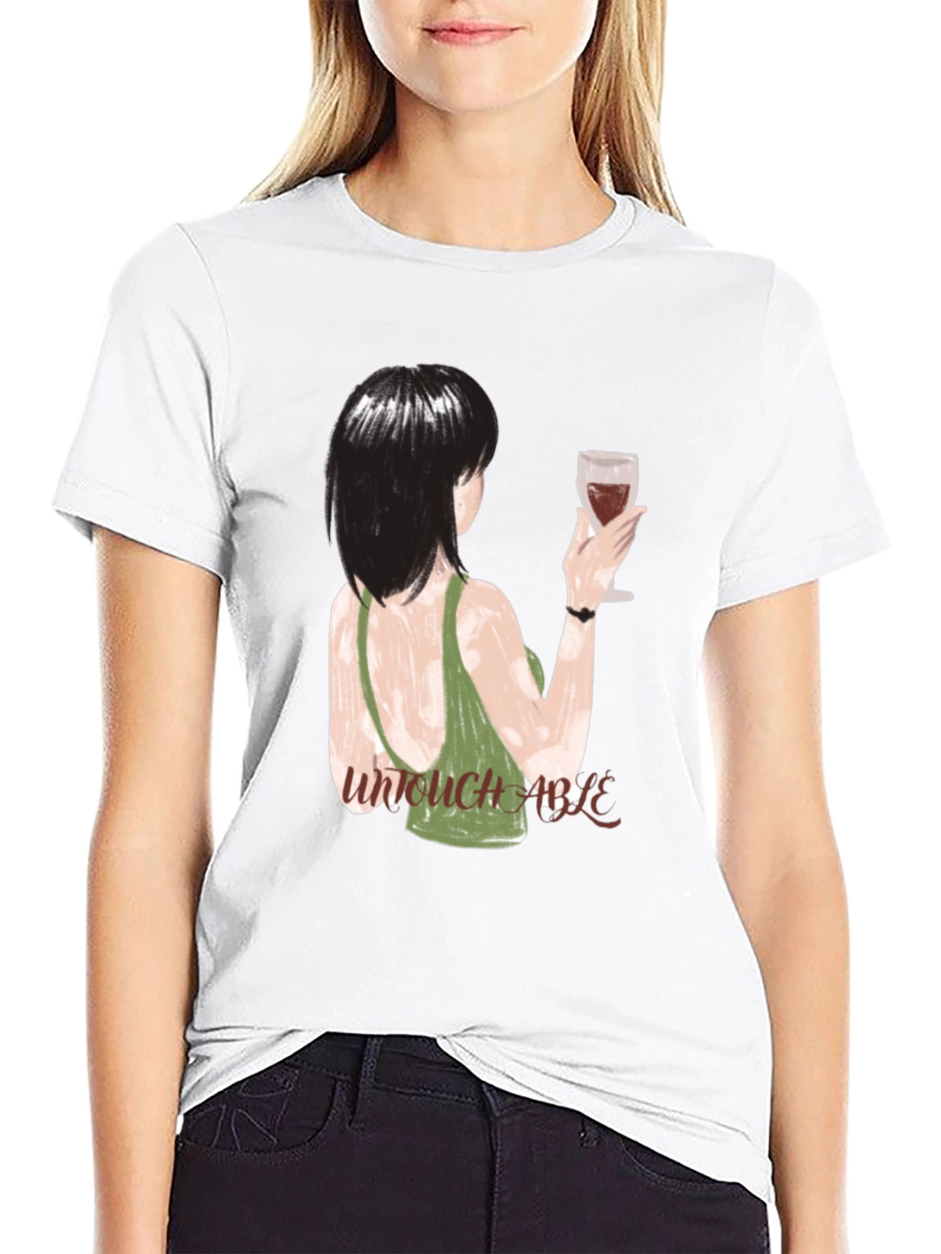 Black Untouchable Graphic Tee - Artistic Women's Design view 9