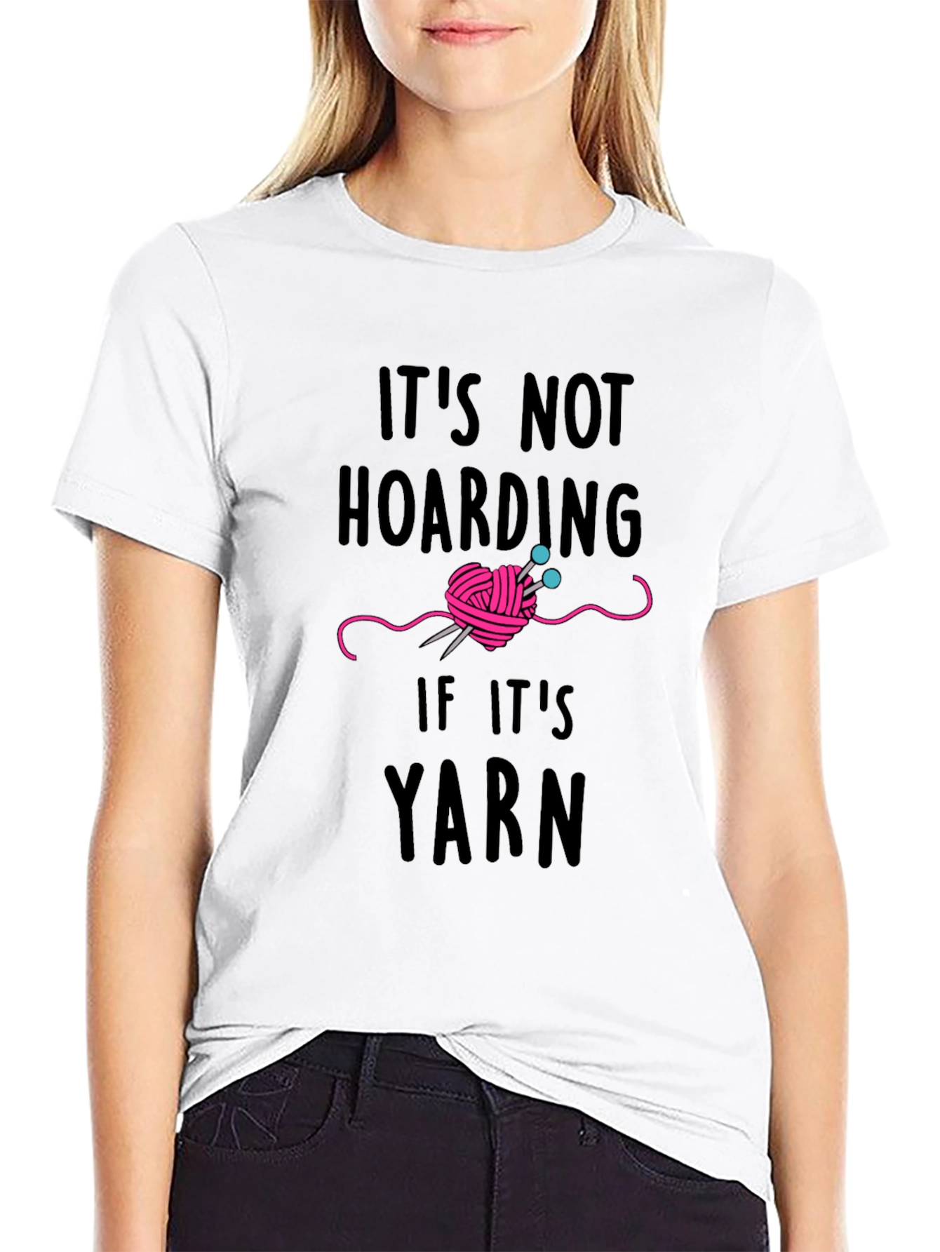 Black Yarn Lover T-Shirt - It's Not Hoarding view 9