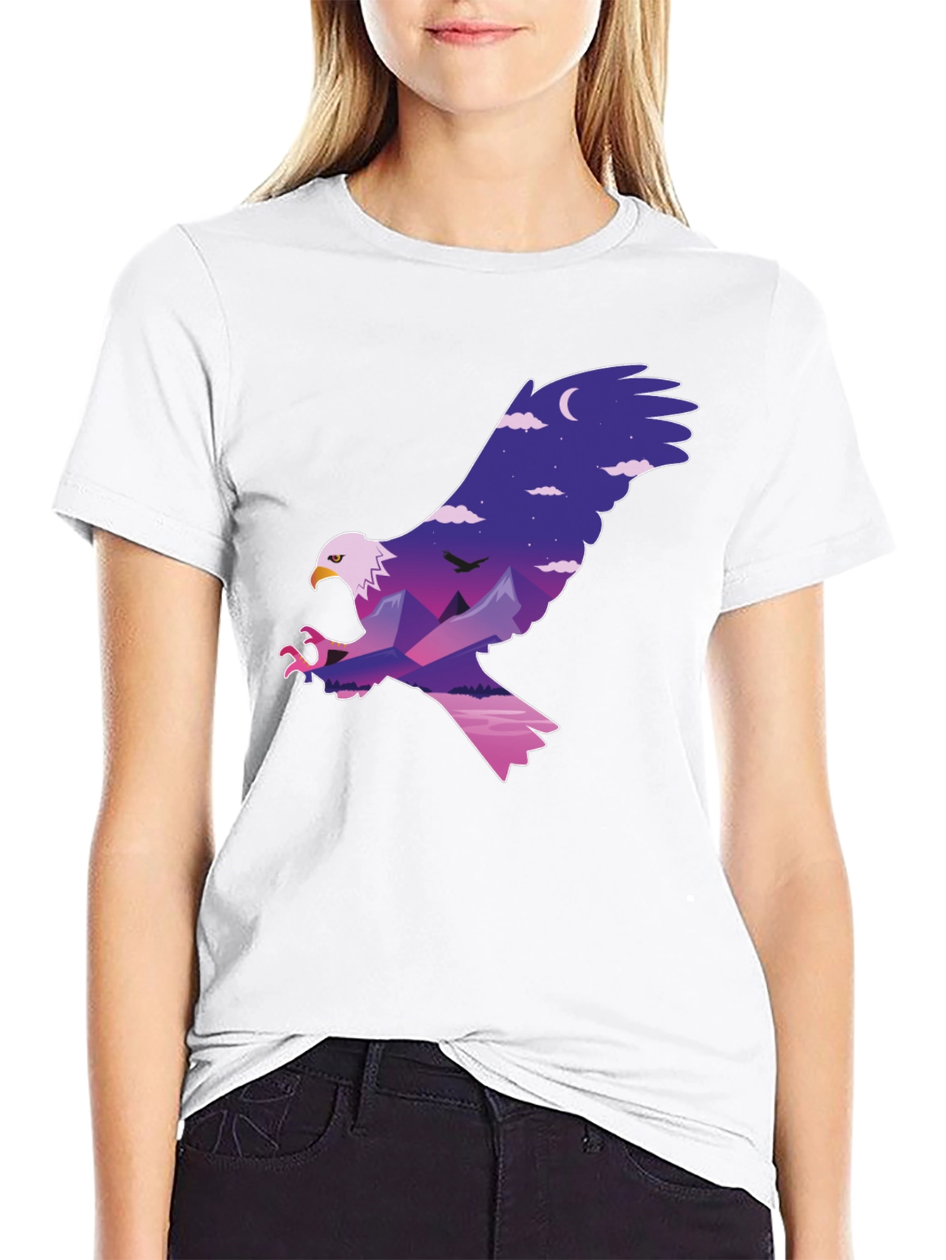 Black Eagle Mountainscape Graphic T-Shirt view 9