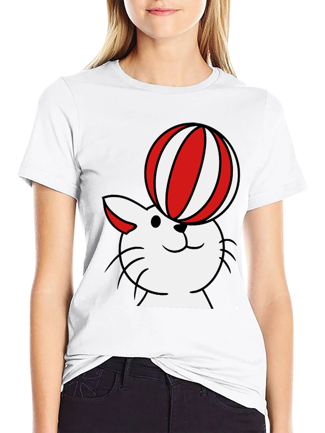 Black Cat with Ball T-Shirt - Whimsical Design view 9