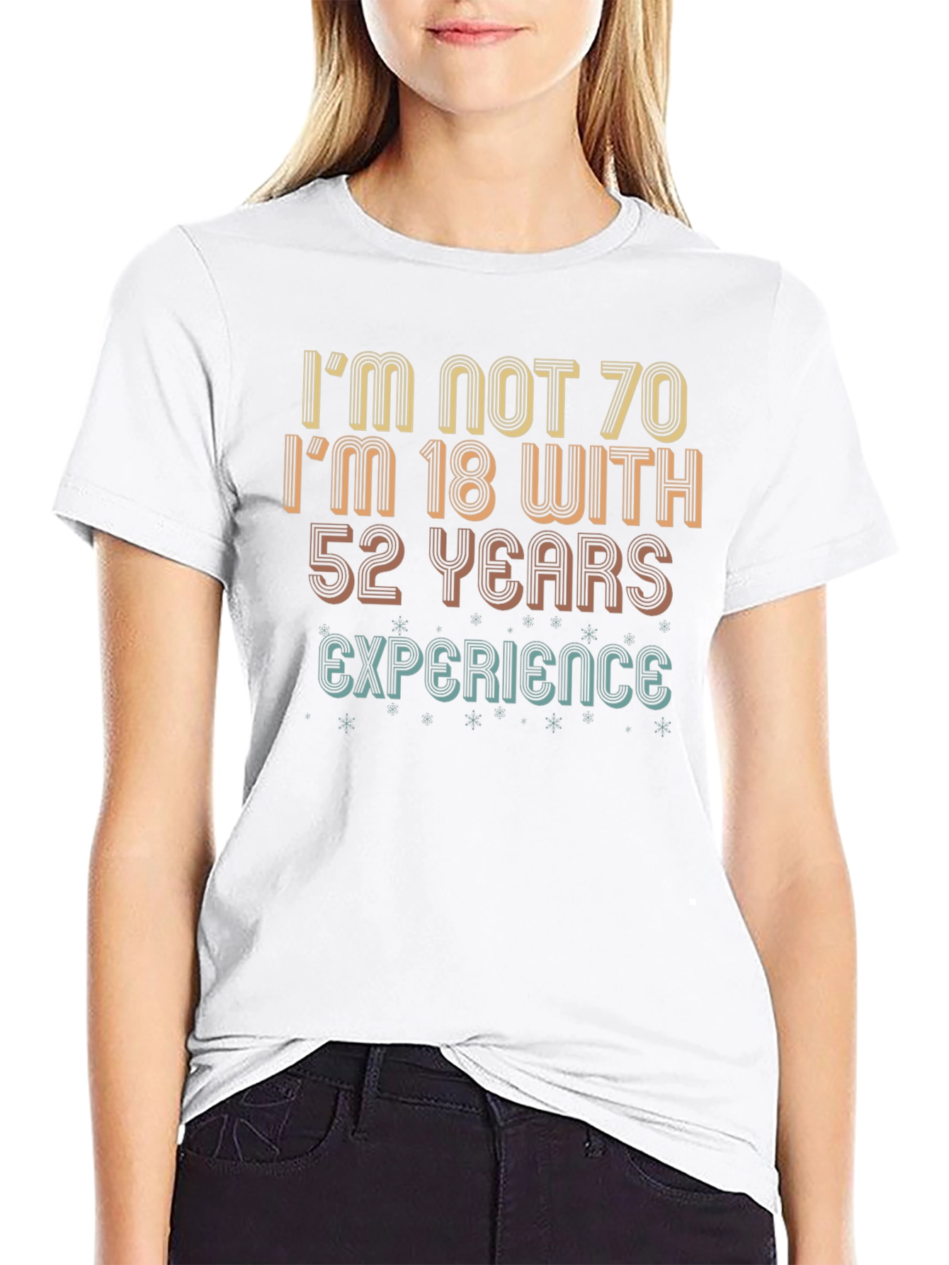 Black Funny 70th Birthday T-Shirt: 18 with 52 Years Experience! view 9