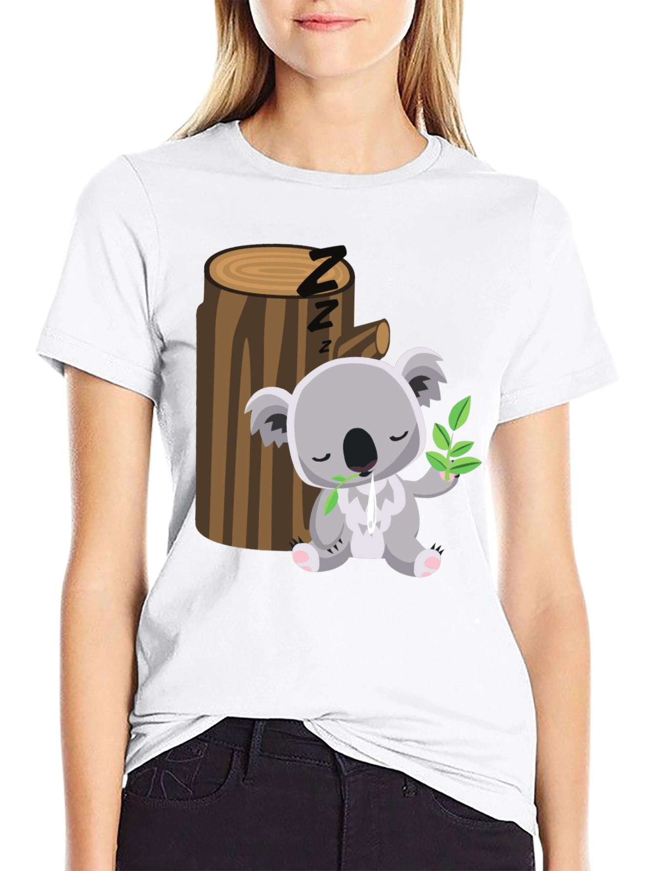 Black Sleeping Koala T-Shirt - Cute Cartoon Design view 9