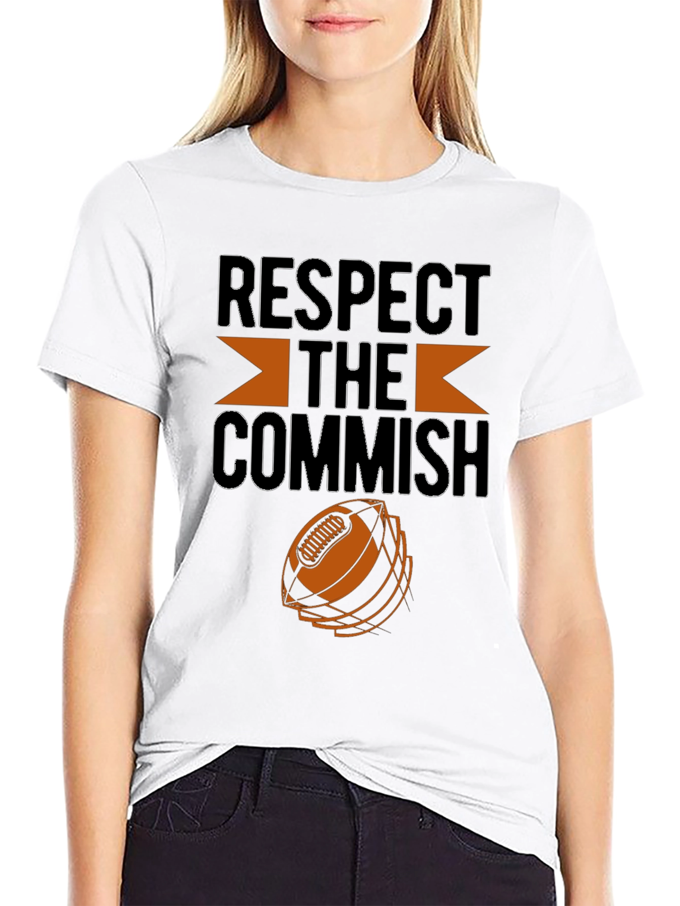 Black Respect the Commish Football Fan T-Shirt view 9