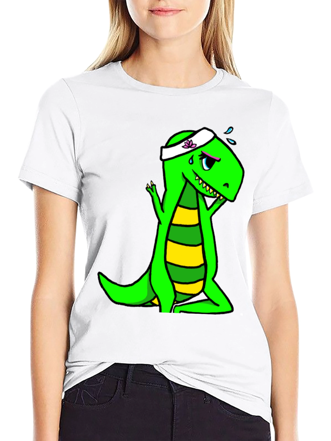 Black Dino Yoga Black T-Shirt view 9