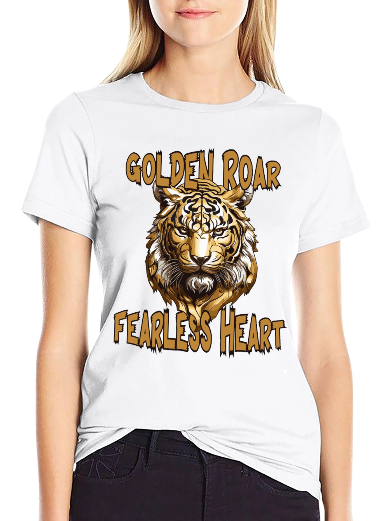 Black Golden Roar Tiger Graphic Tee - Fearless Heart view 9