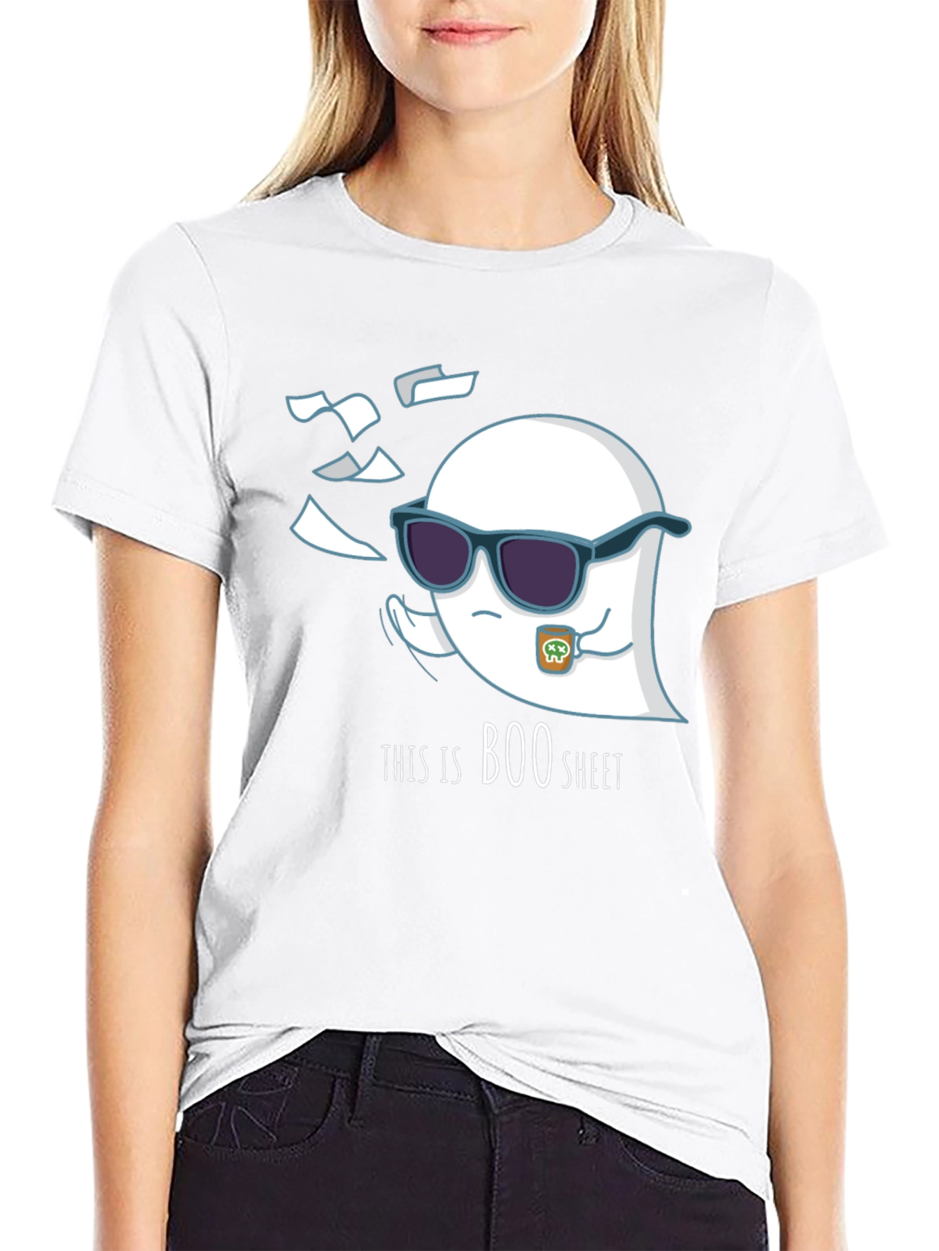 Black Cool Boo Sheet T-Shirt - Ghost Design view 9