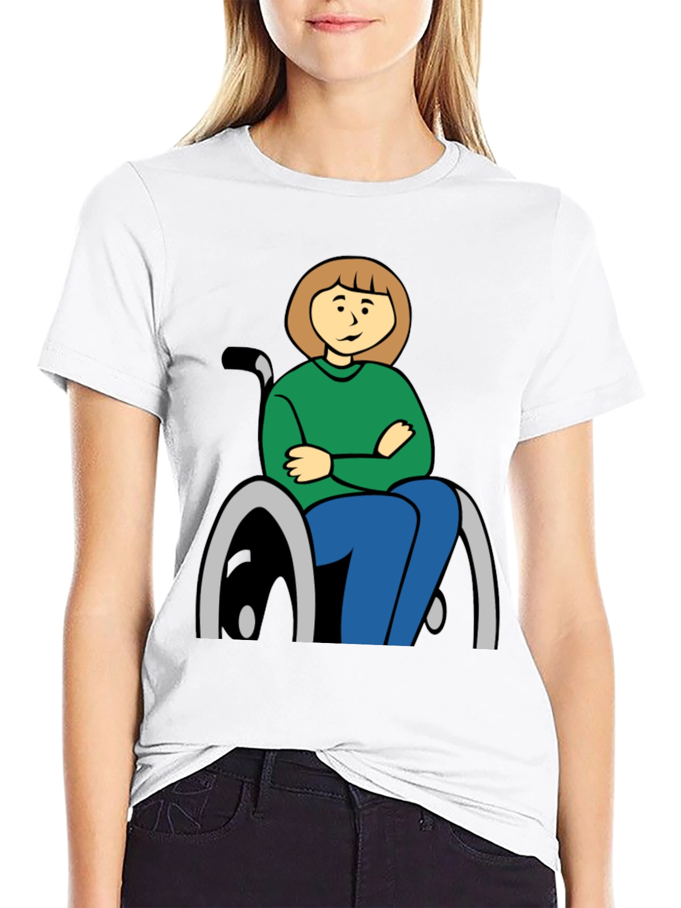 Black Cartoon Woman in Wheelchair Graphic Tee view 9
