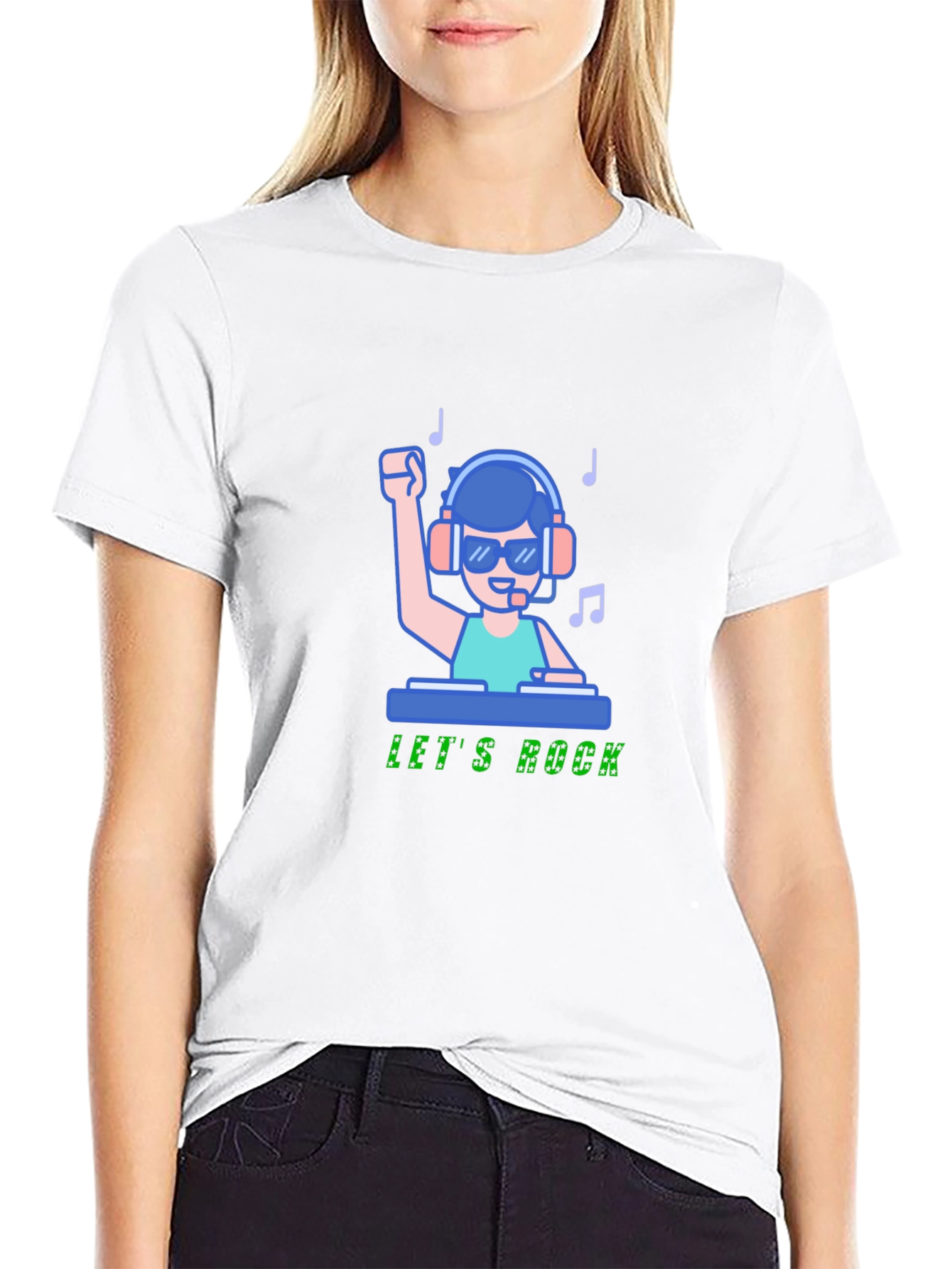 Black DJ Let's Rock Graphic T-Shirt view 9