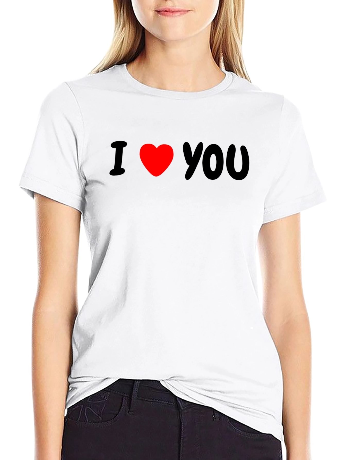 Black I Heart You Graphic T-Shirt - Black, Casual Wear view 9