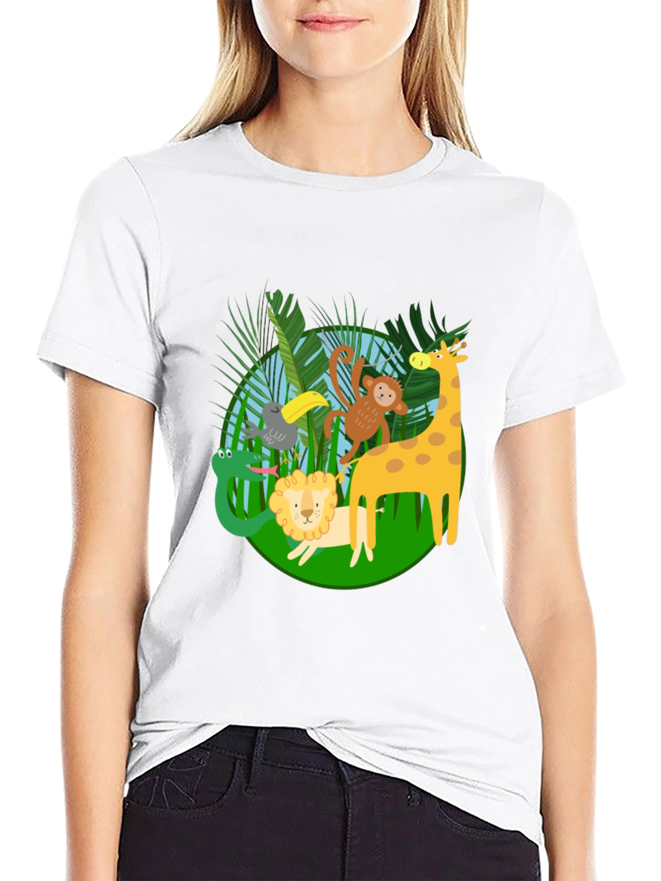 Black Jungle Animals T-Shirt - Fun & Playful Design view 9