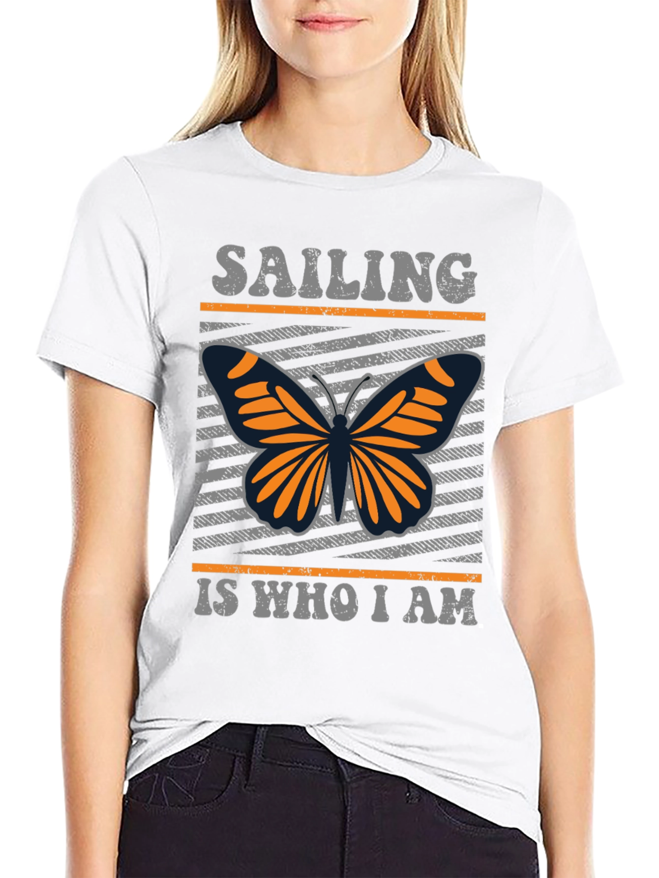 Black Sailing Butterfly T-Shirt - Unique Design Tee view 9
