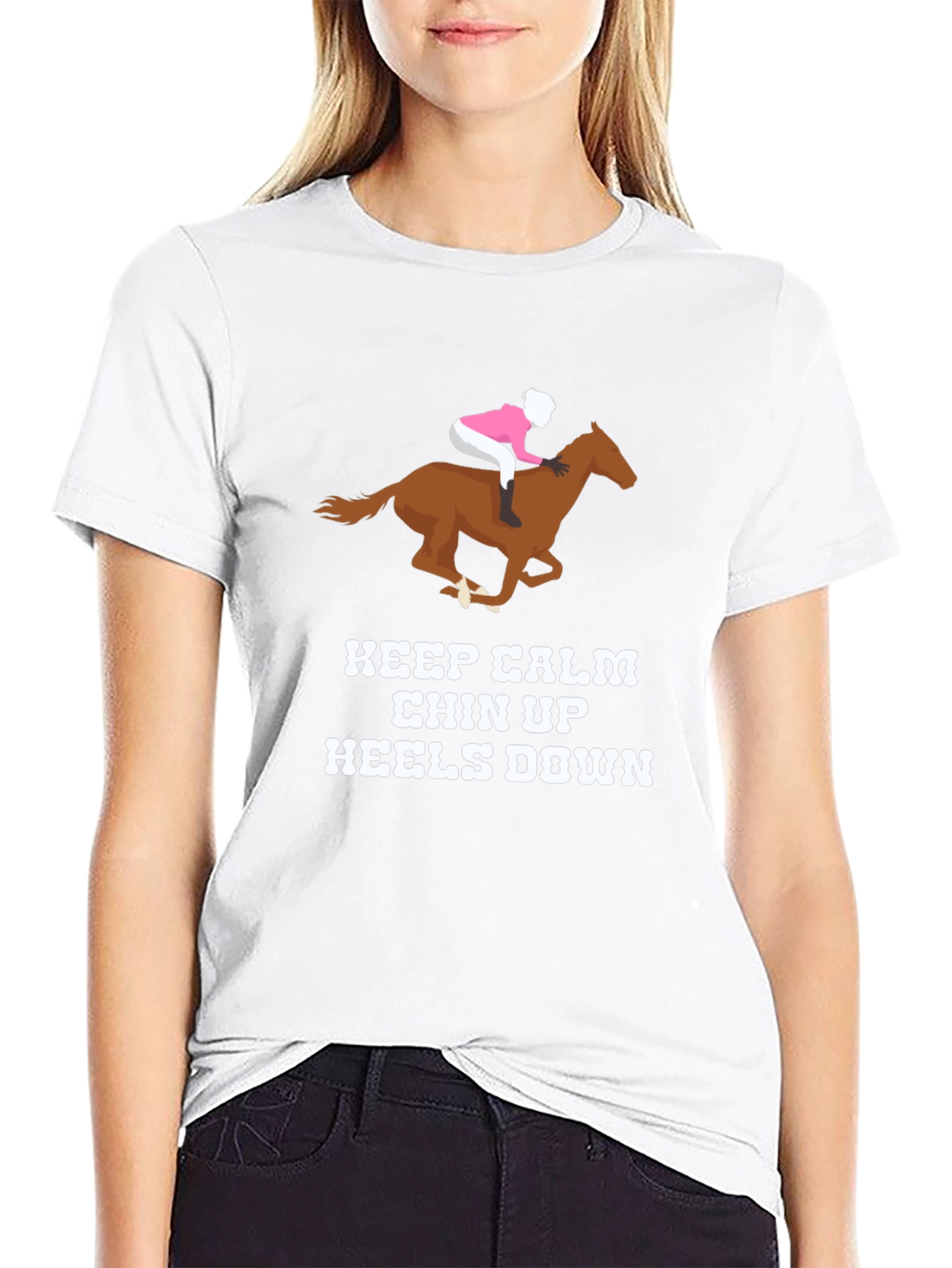 Black Keep Calm Horse Riding T-Shirt view 9