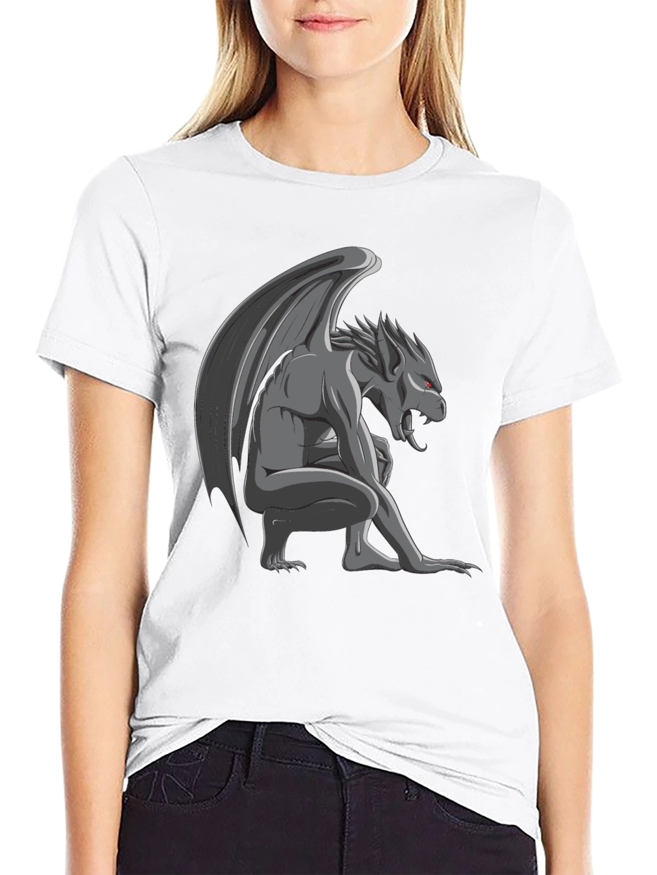 Black Gargoyle Graphic Tee - Black Cotton T-Shirt view 9