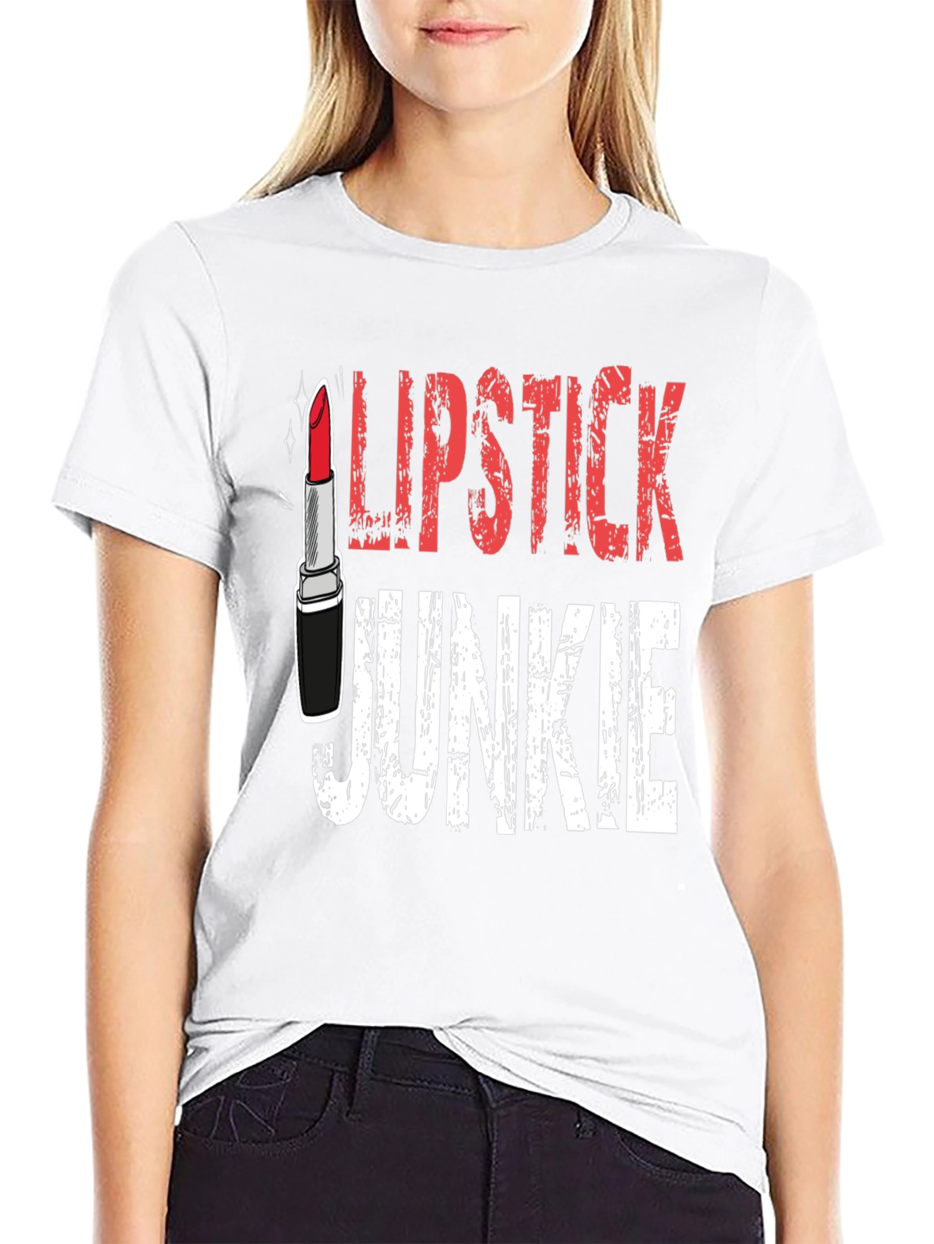 Black Lipstick Junkie Graphic Tee - Black Cotton T-Shirt view 9