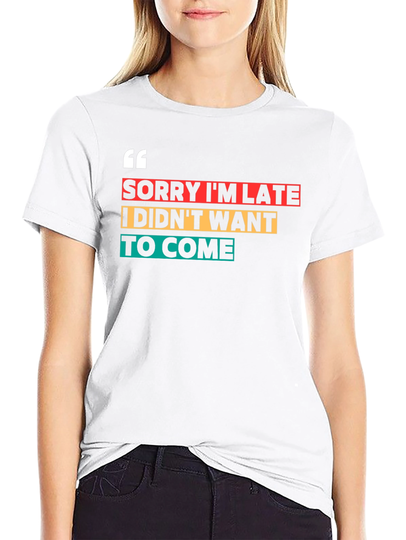 Black Sorry I'm Late Funny Graphic Tee view 9