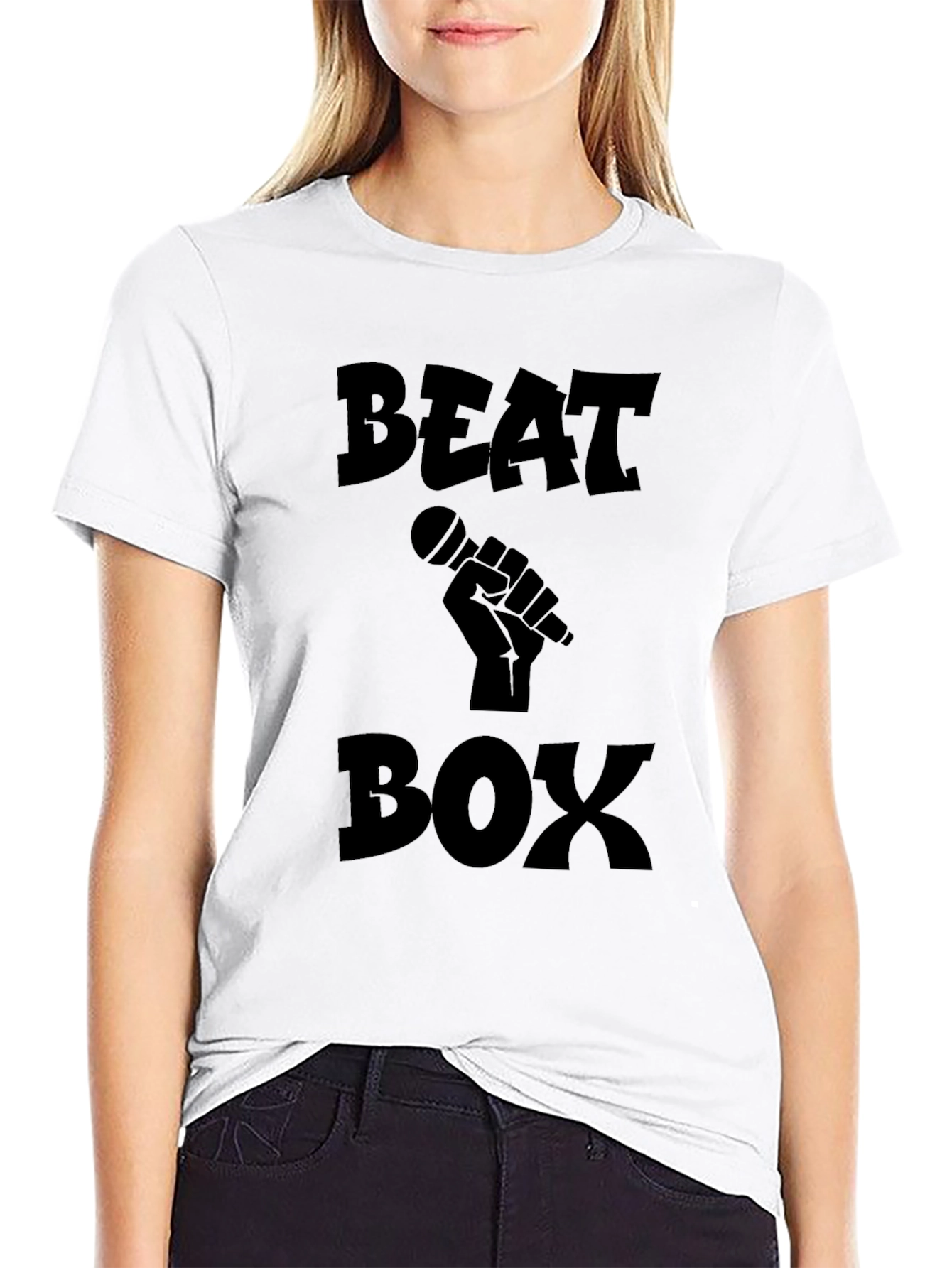 Black Beat Box Graphic Tee - Black Crew Neck T-Shirt view 9
