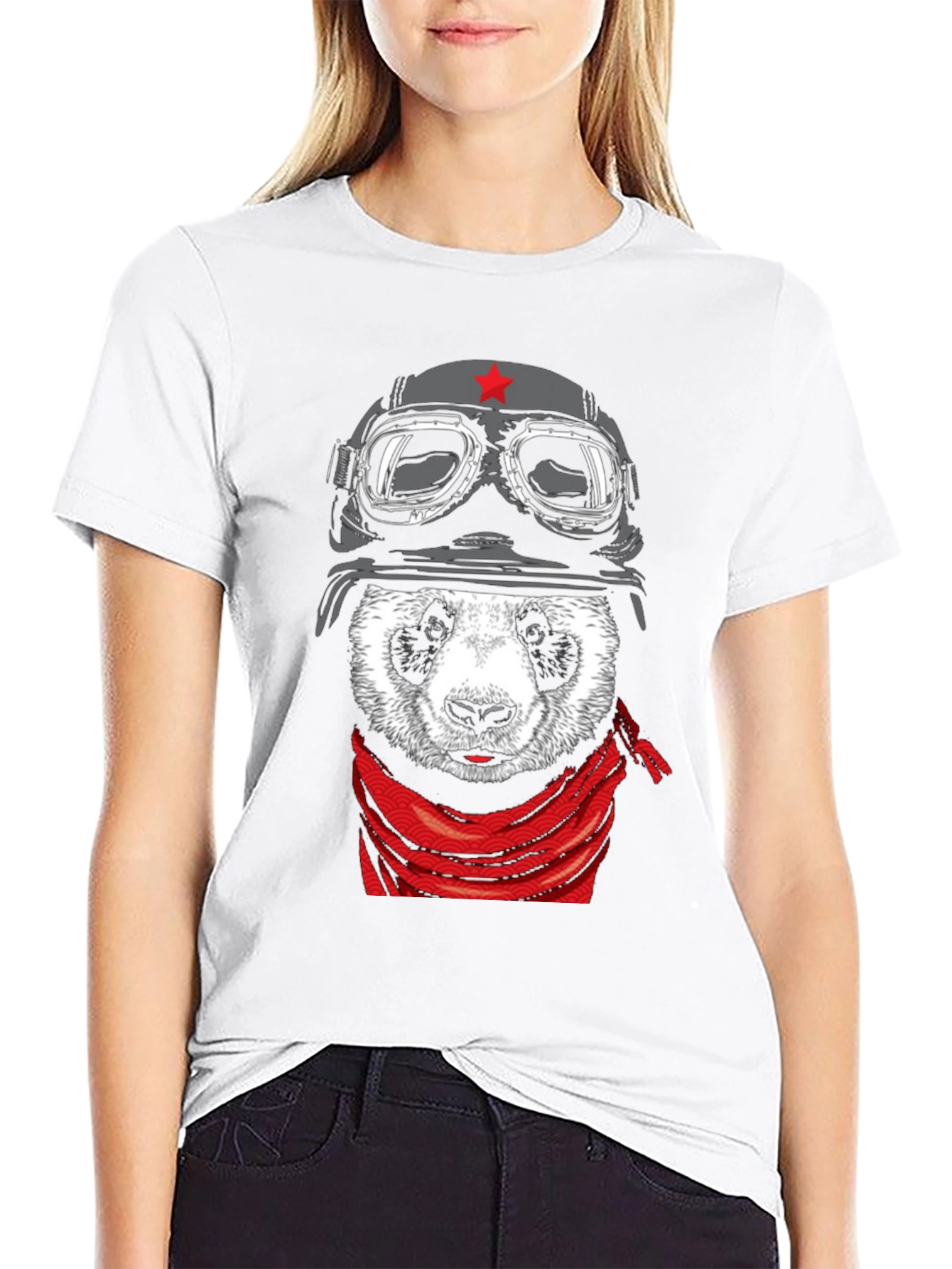 Black Panda Aviator T-Shirt - Unique Graphic Tee view 9