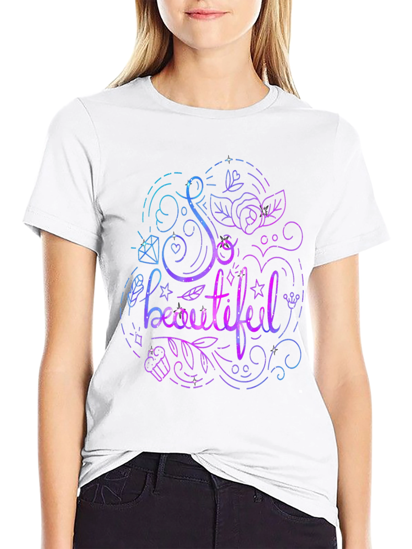 Black So Beautiful Graphic Print Black T-Shirt view 9