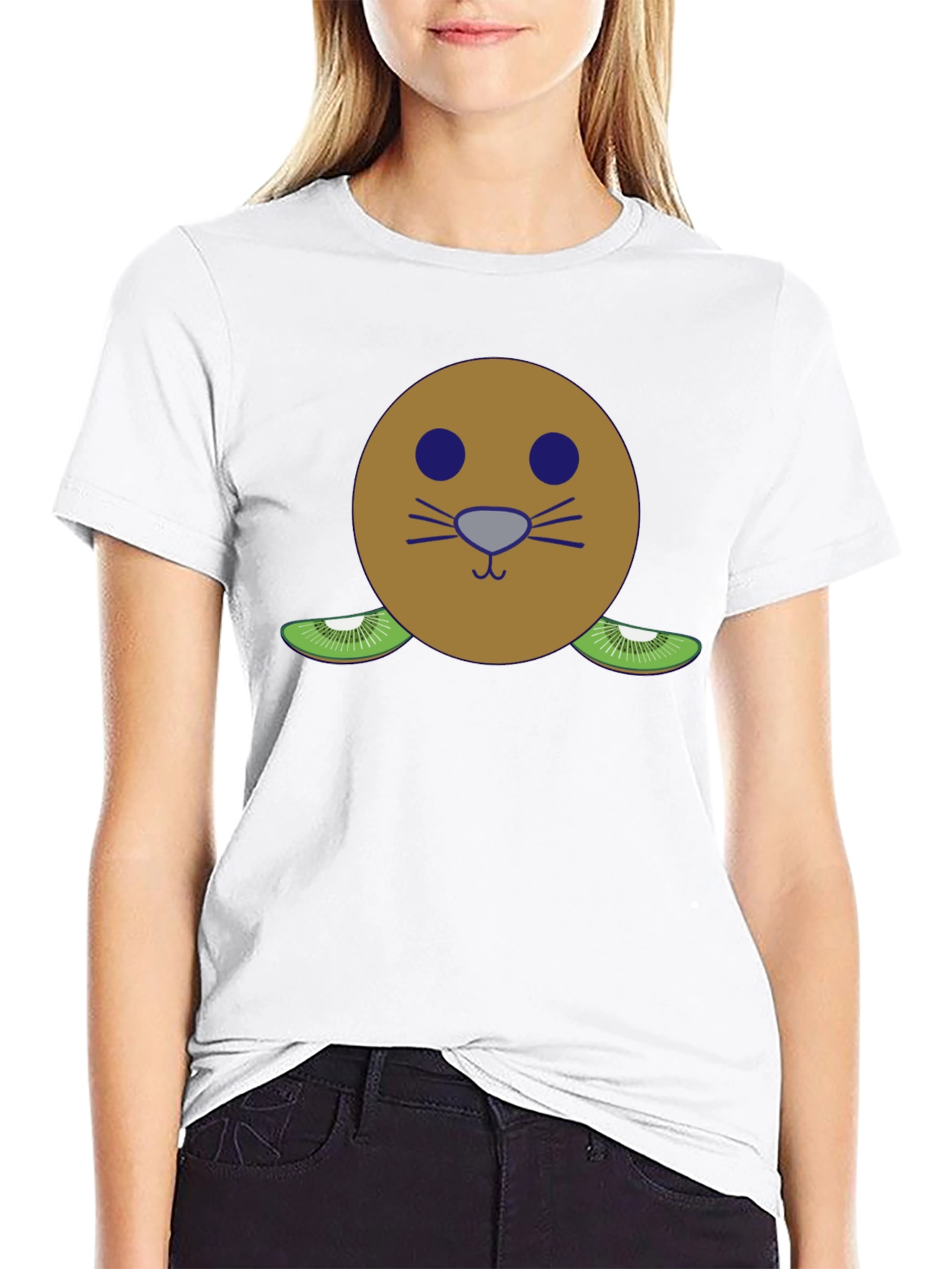 Black Kiwi Fruit Face T-Shirt - Funny Graphic Tee view 9