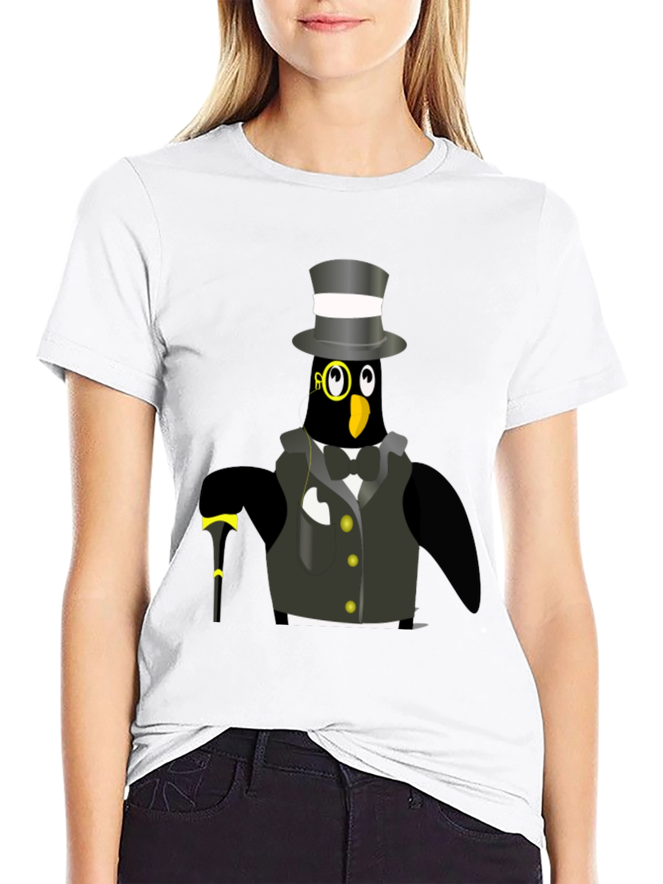 Black Penguin Tuxedo T-Shirt - Dapper Bird Tee view 9