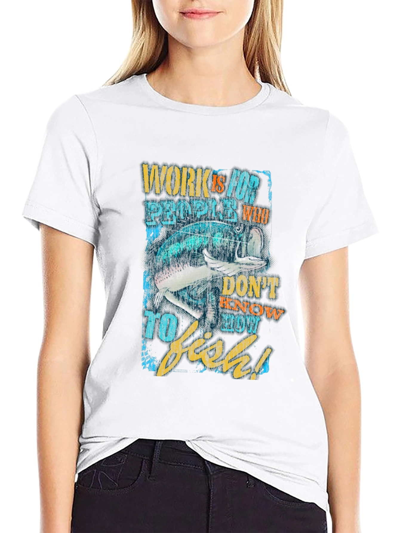 Black Fishing Graphic T-Shirt - Work is for People view 9