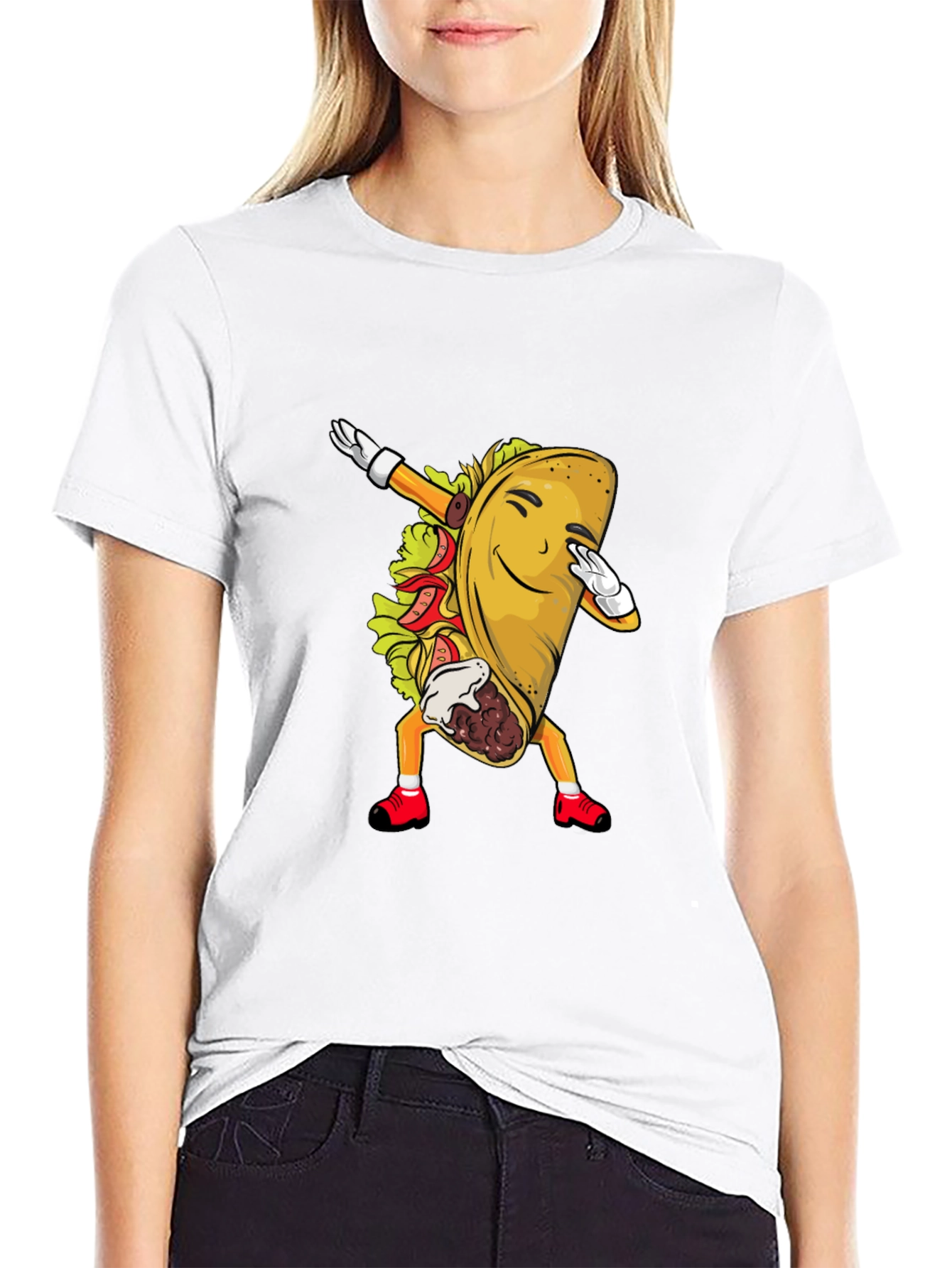 Black Taco Dabbing Graphic Tee - Fun Food Shirt view 9