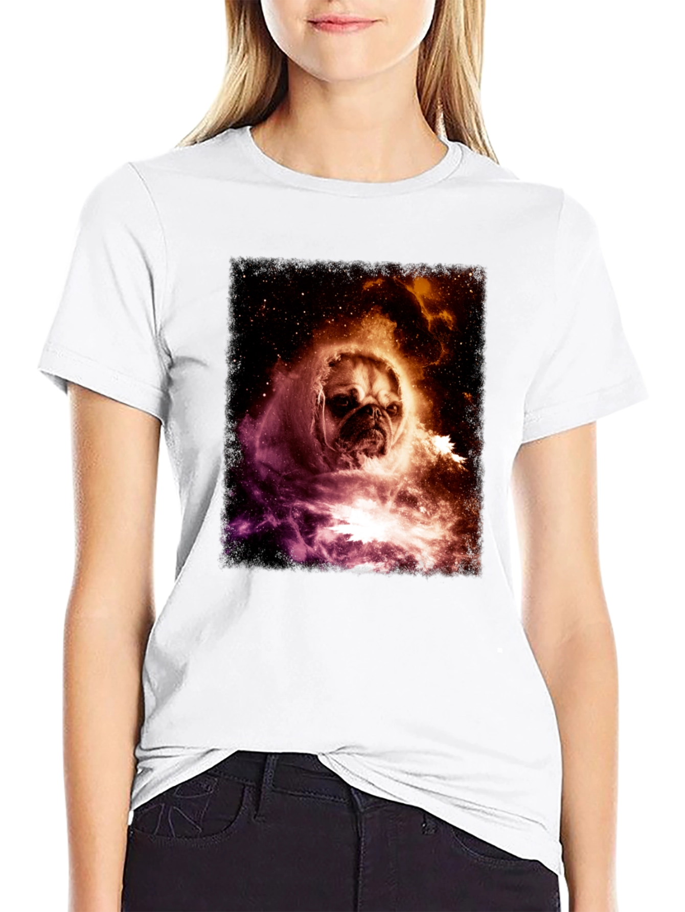 Black Cosmic Pug Graphic Tee - Black view 9