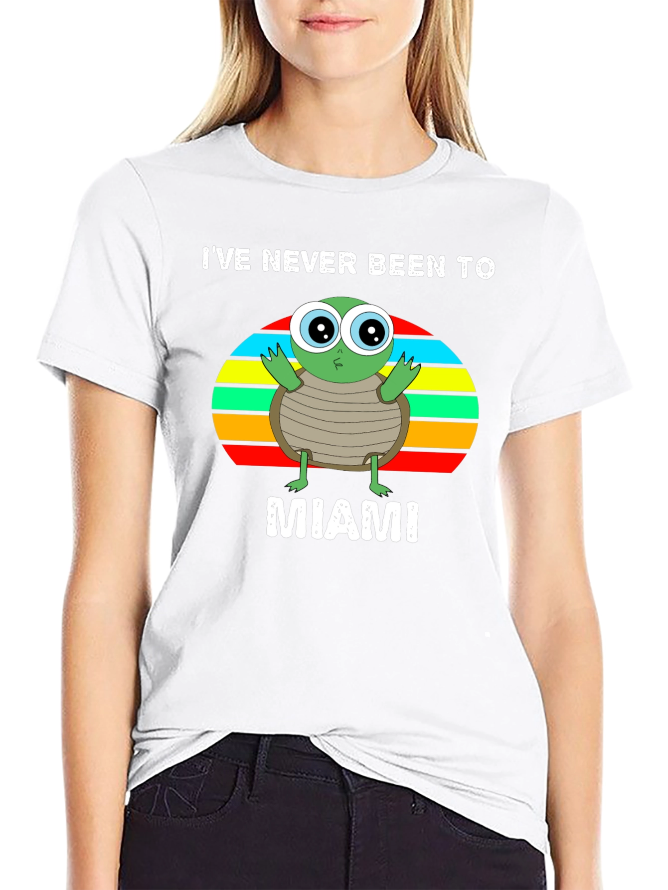 Black I've Never Been To Miami Turtle Graphic T-Shirt view 9