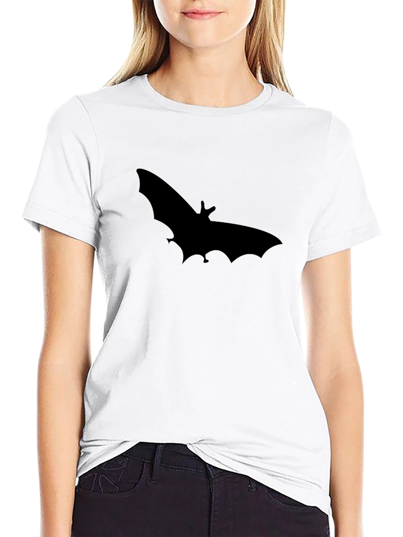 Black Bat Silhouette Graphic Black T-Shirt view 9