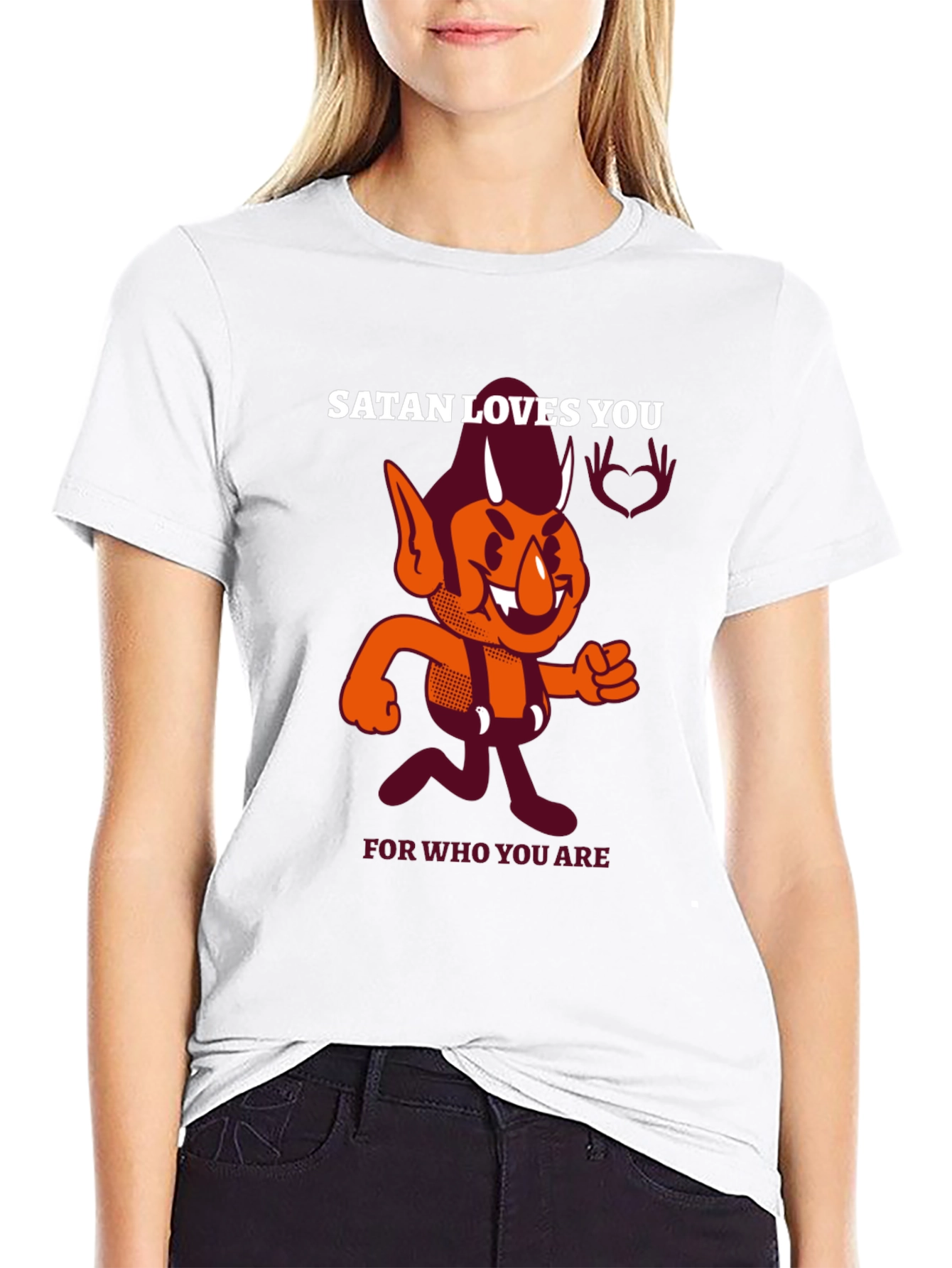 Black Satan Loves You Graphic T-Shirt view 9