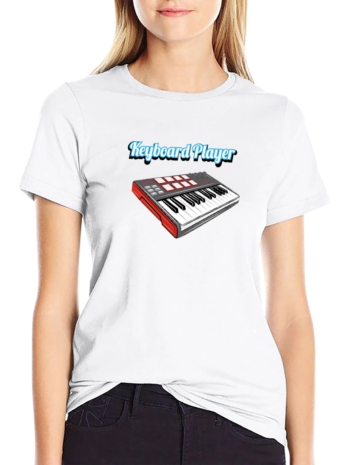 Black Keyboard Player Black T-Shirt view 9