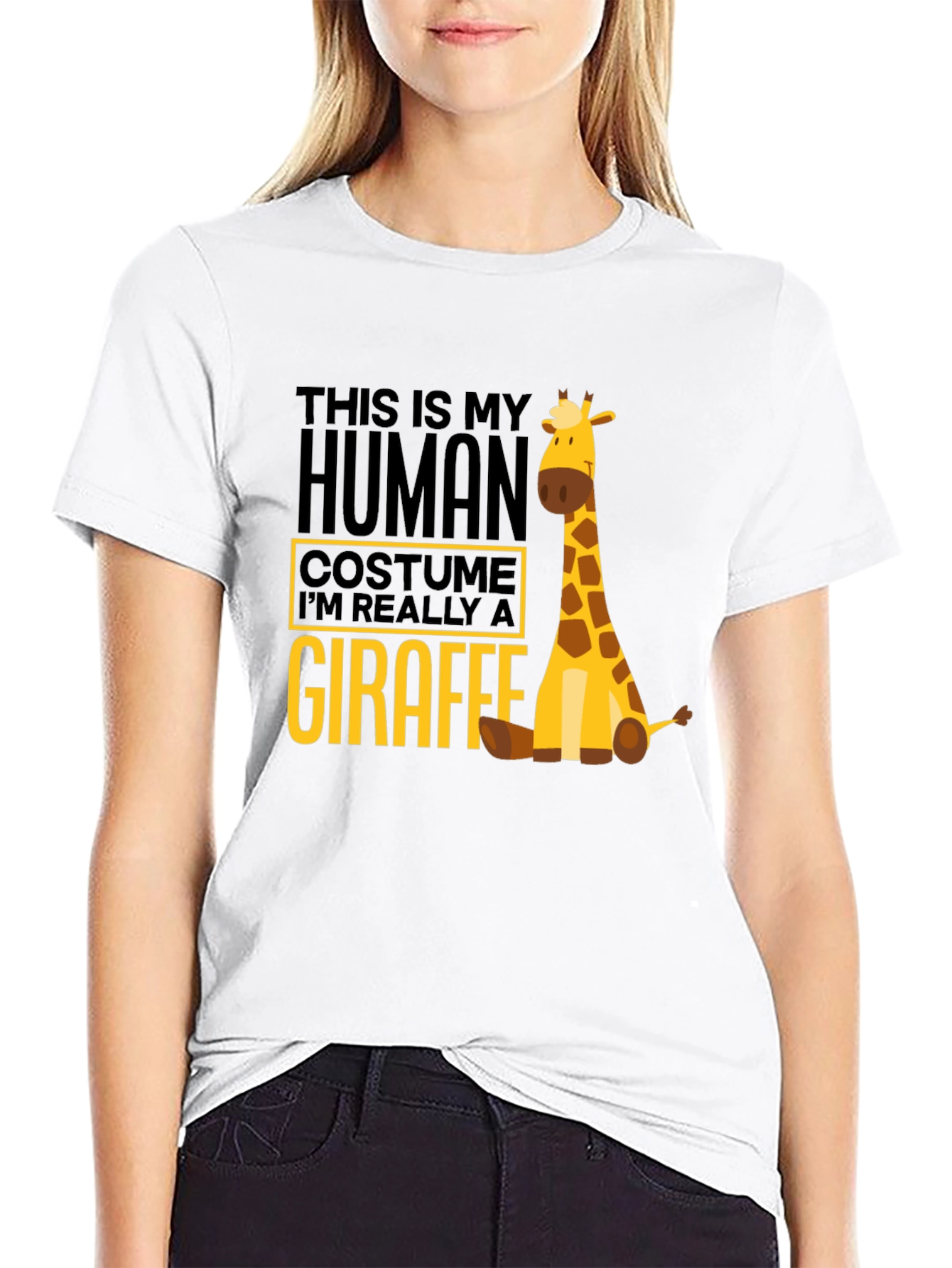 Black Human Costume Giraffe T-Shirt - Funny Animal Tee view 9