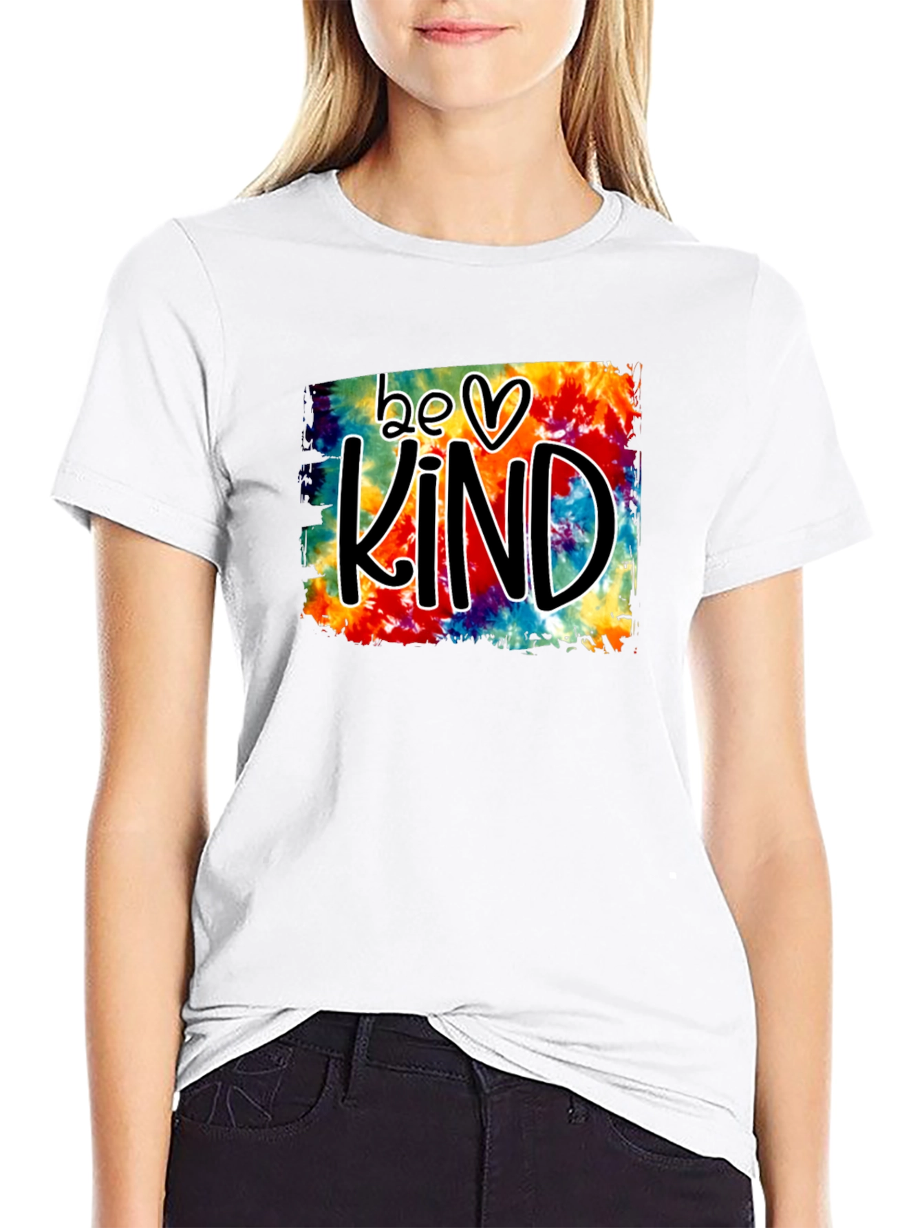 Black Be Kind Tie Dye Graphic Tee - Black view 9