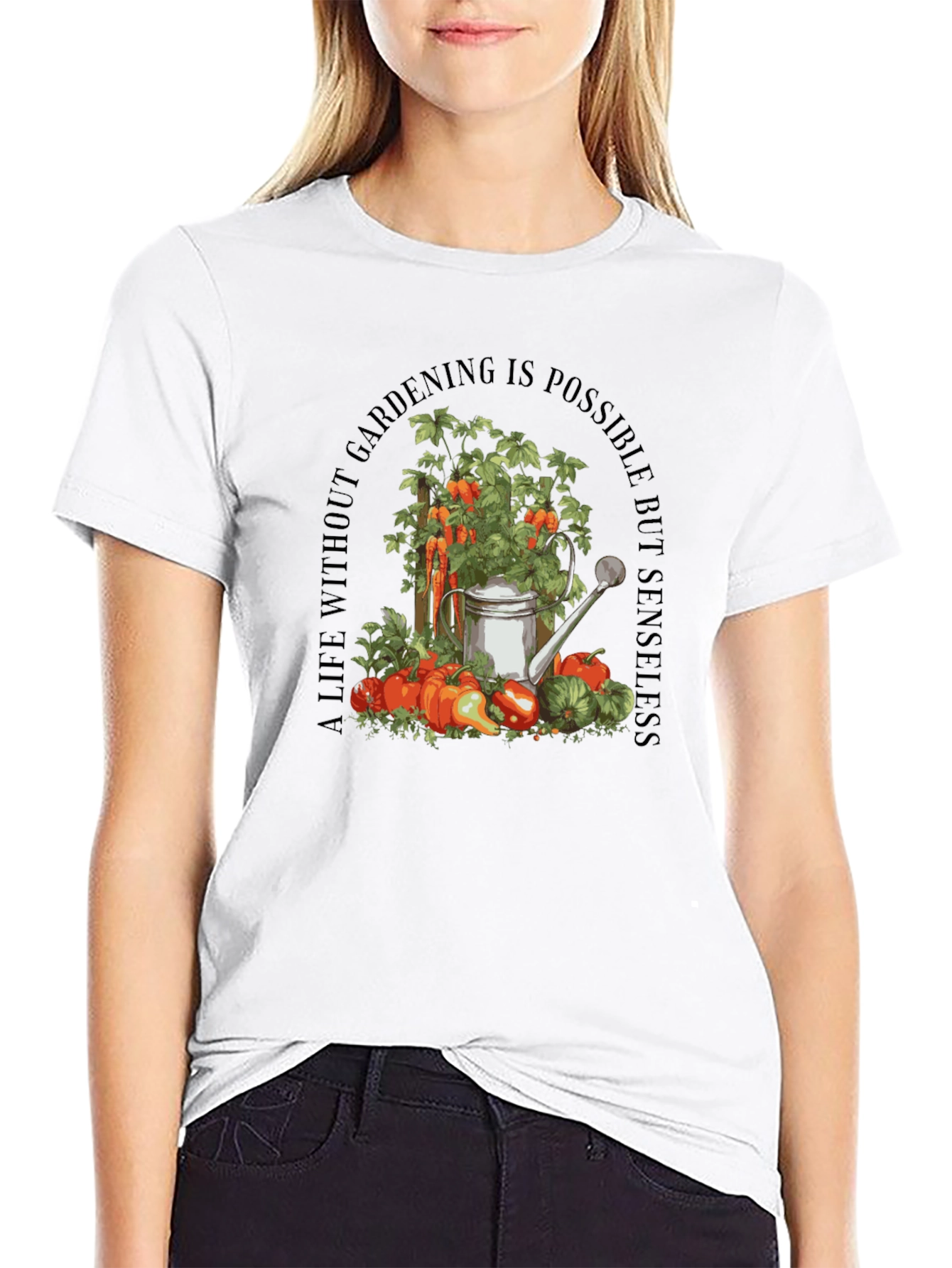Black Gardening Theme Black T-Shirt view 9
