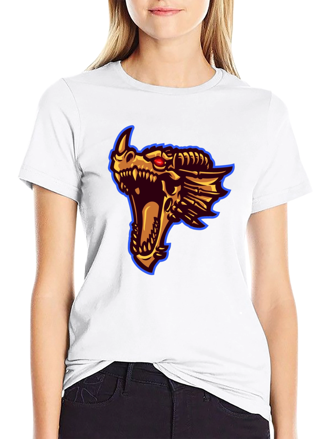 Black Dragon Head Graphic Print T-Shirt view 9