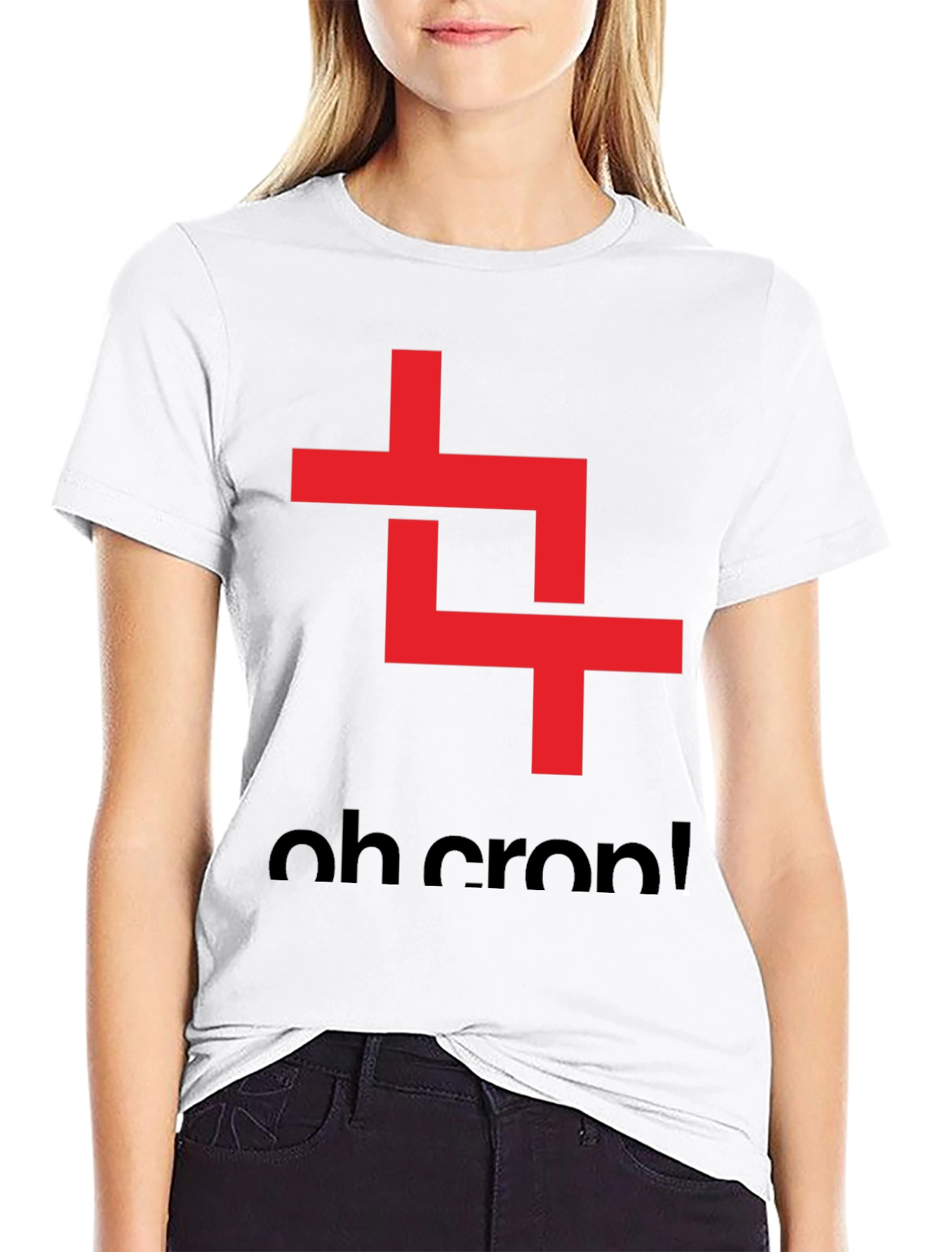 Black Oh Crop! Graphic Tee - Black Cotton T-Shirt view 9