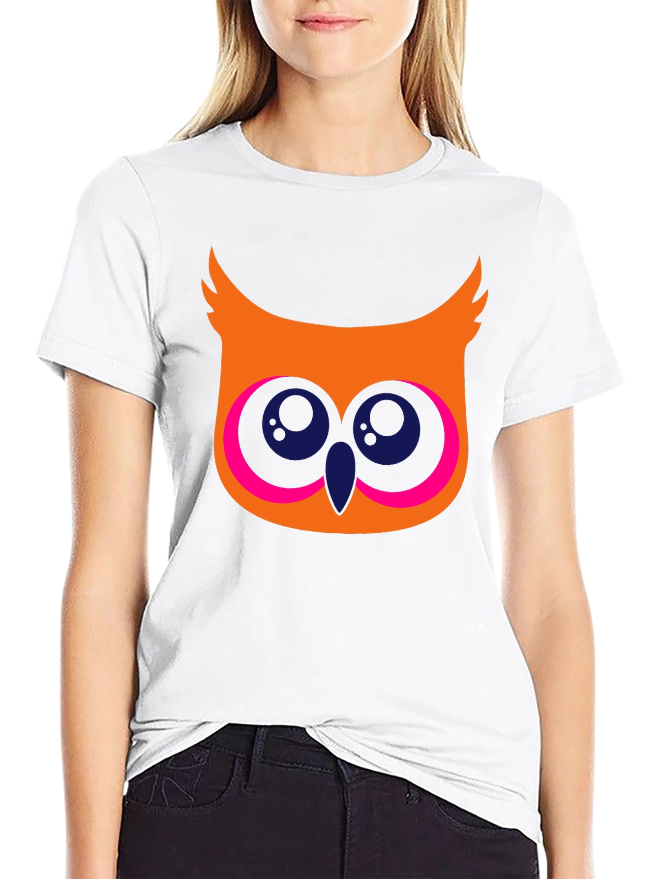 Black Cool Owl Graphic T-Shirt - Black Cotton Tee view 9