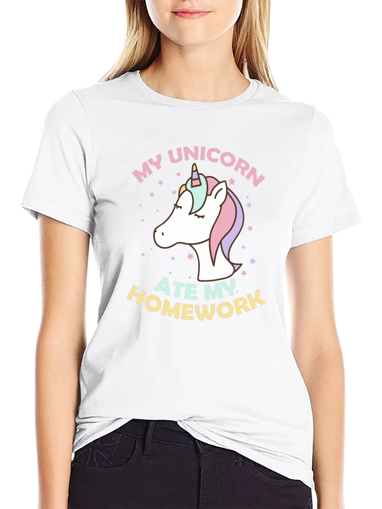 Black My Unicorn Ate My Homework T-Shirt - Black view 9