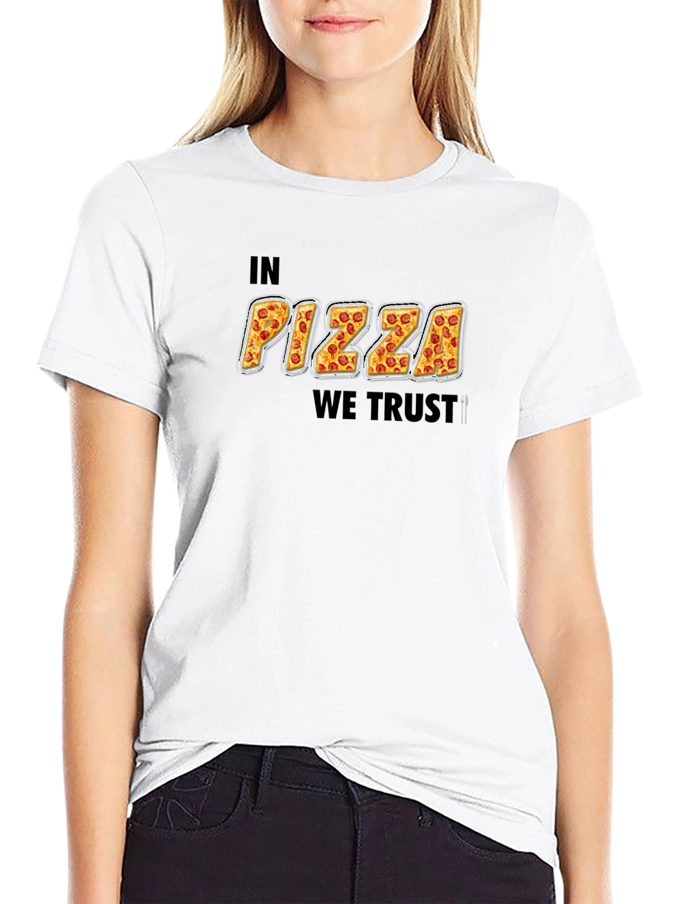 Black In Pizza We Trust Funny Graphic T-Shirt view 9