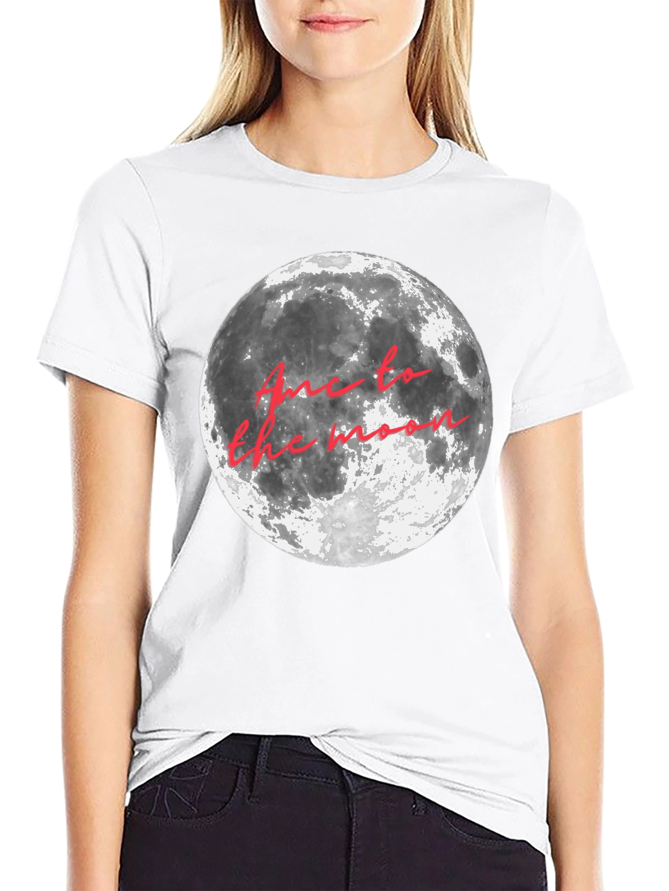 Black Moon Graphic T-Shirt - "Fly Me to the Moon" Crew Neck Tee view 9