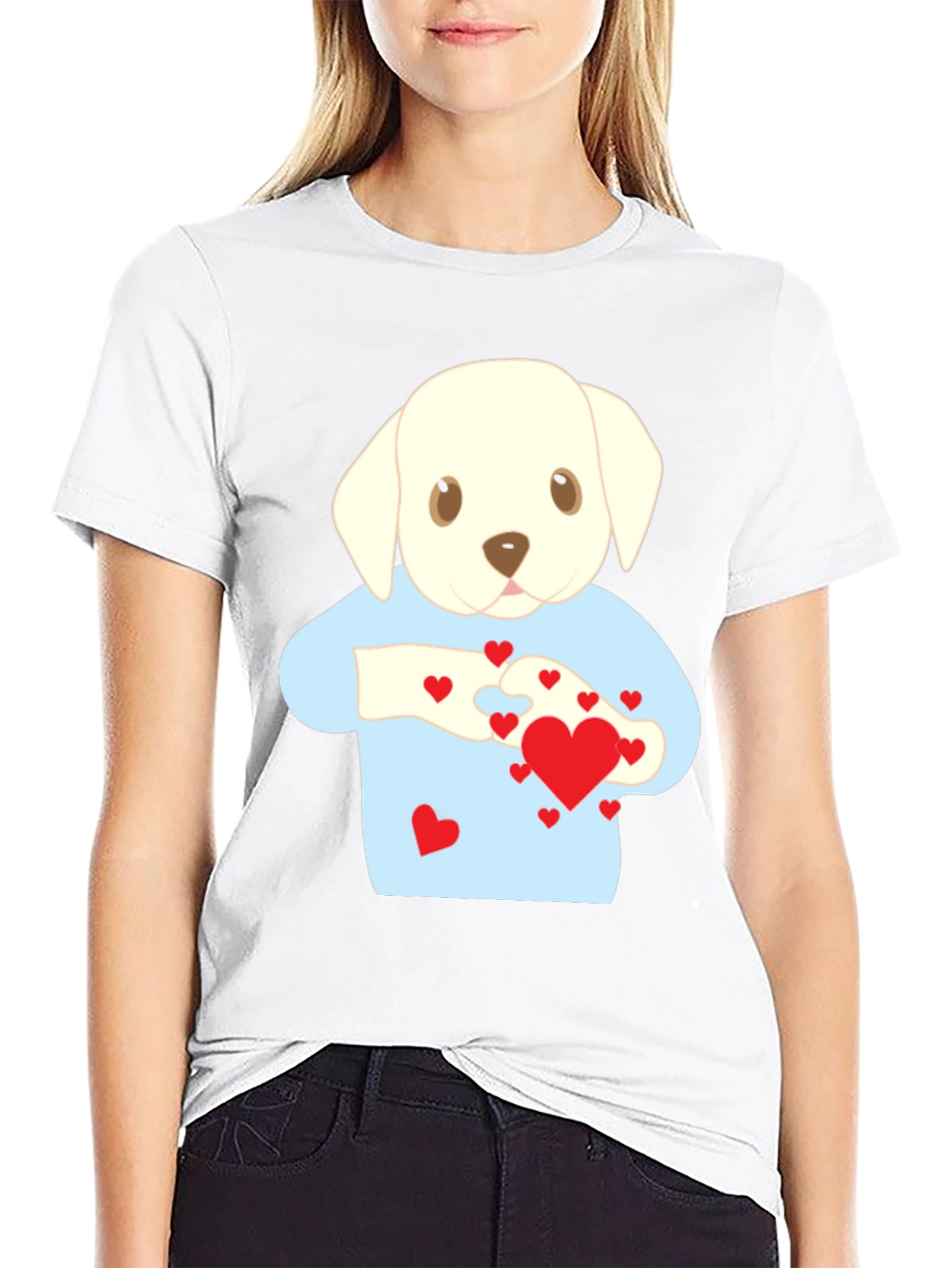Black Puppy Love T-Shirt - Heart Puzzle Graphic Tee view 9