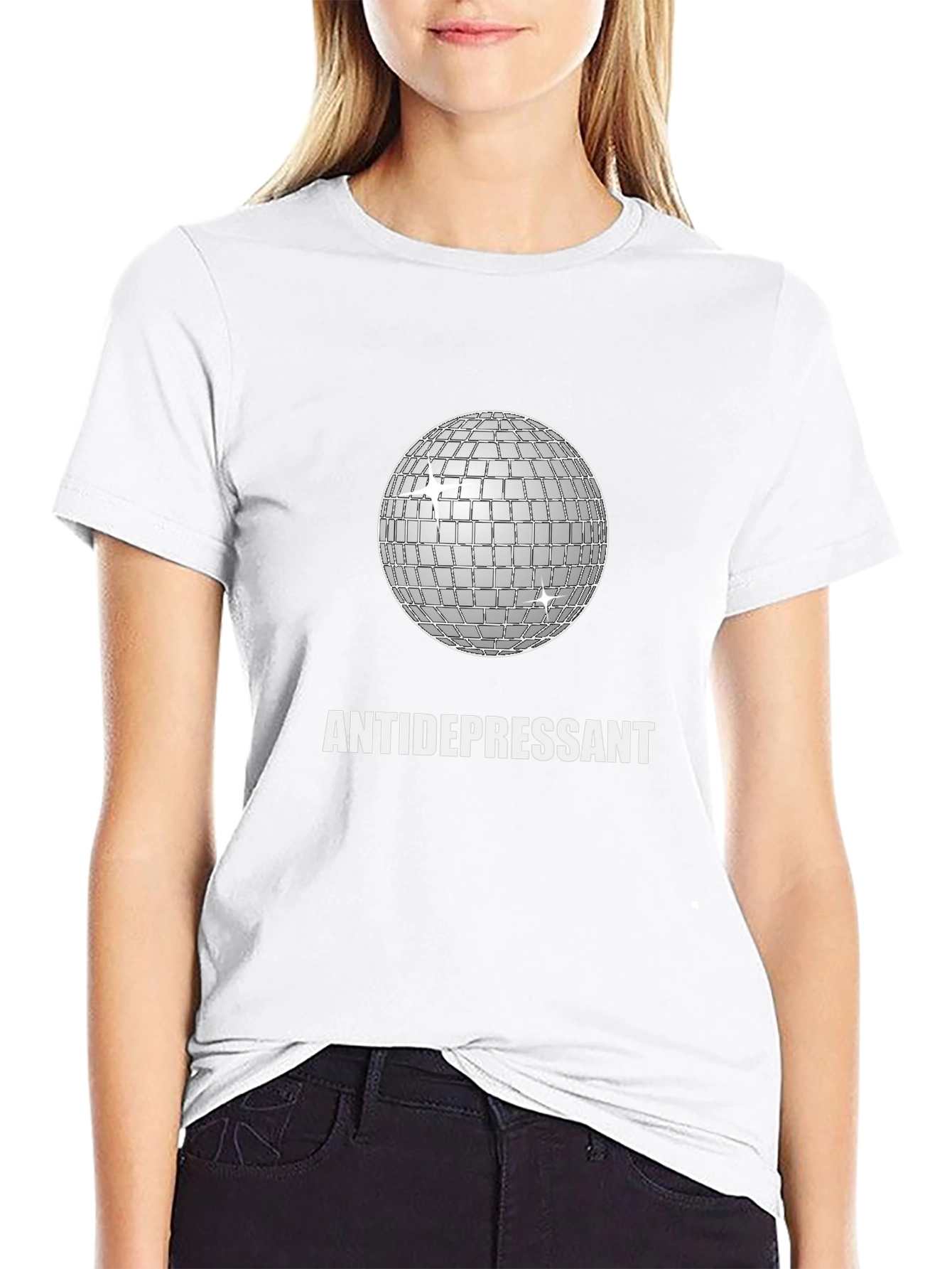 Black Antidepressant Disco Ball Graphic Tee - Stylish Comfort view 9