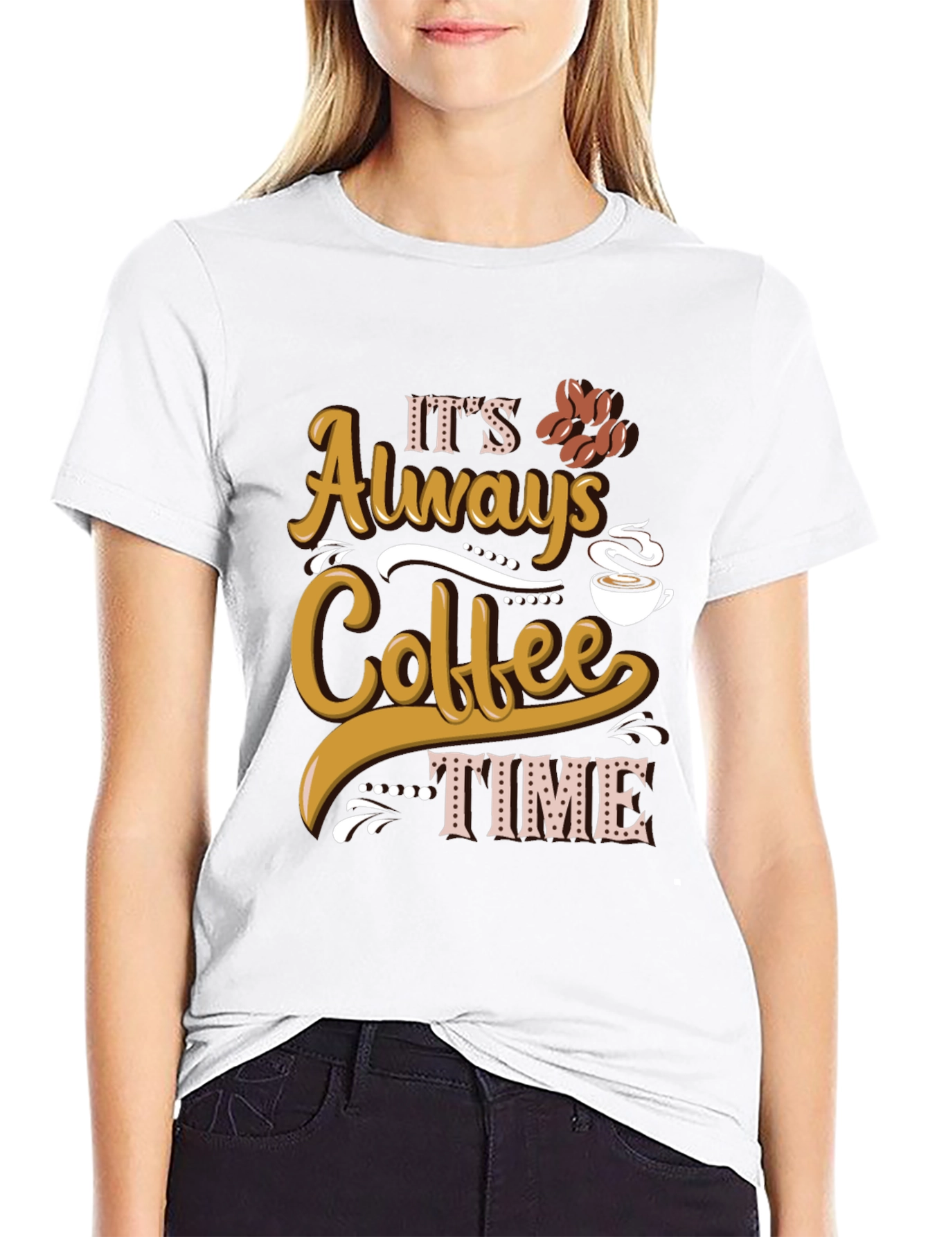 Black It's Always Coffee Time Graphic Tee view 9