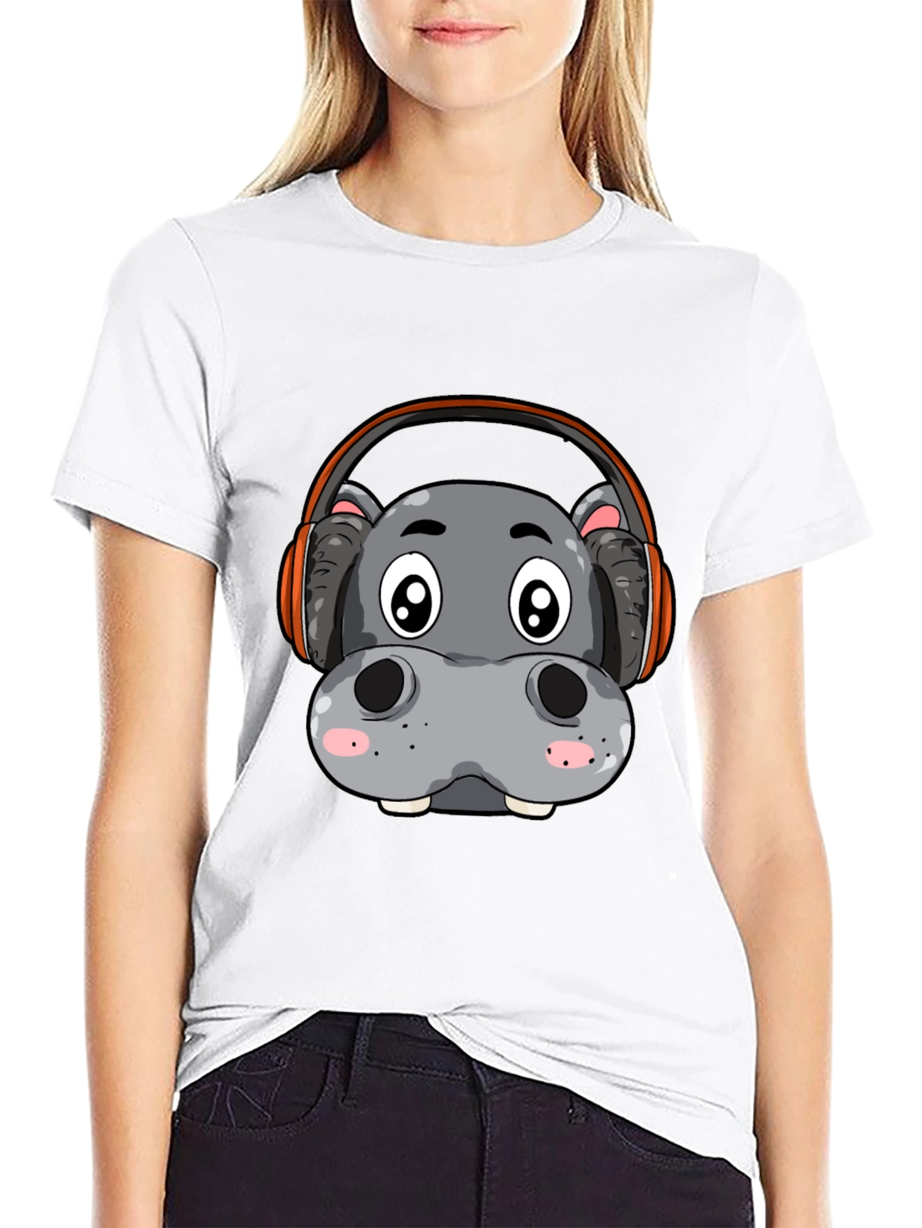 Black Hippo DJ Graphic Tee - Black Cotton Blend Shirt view 9
