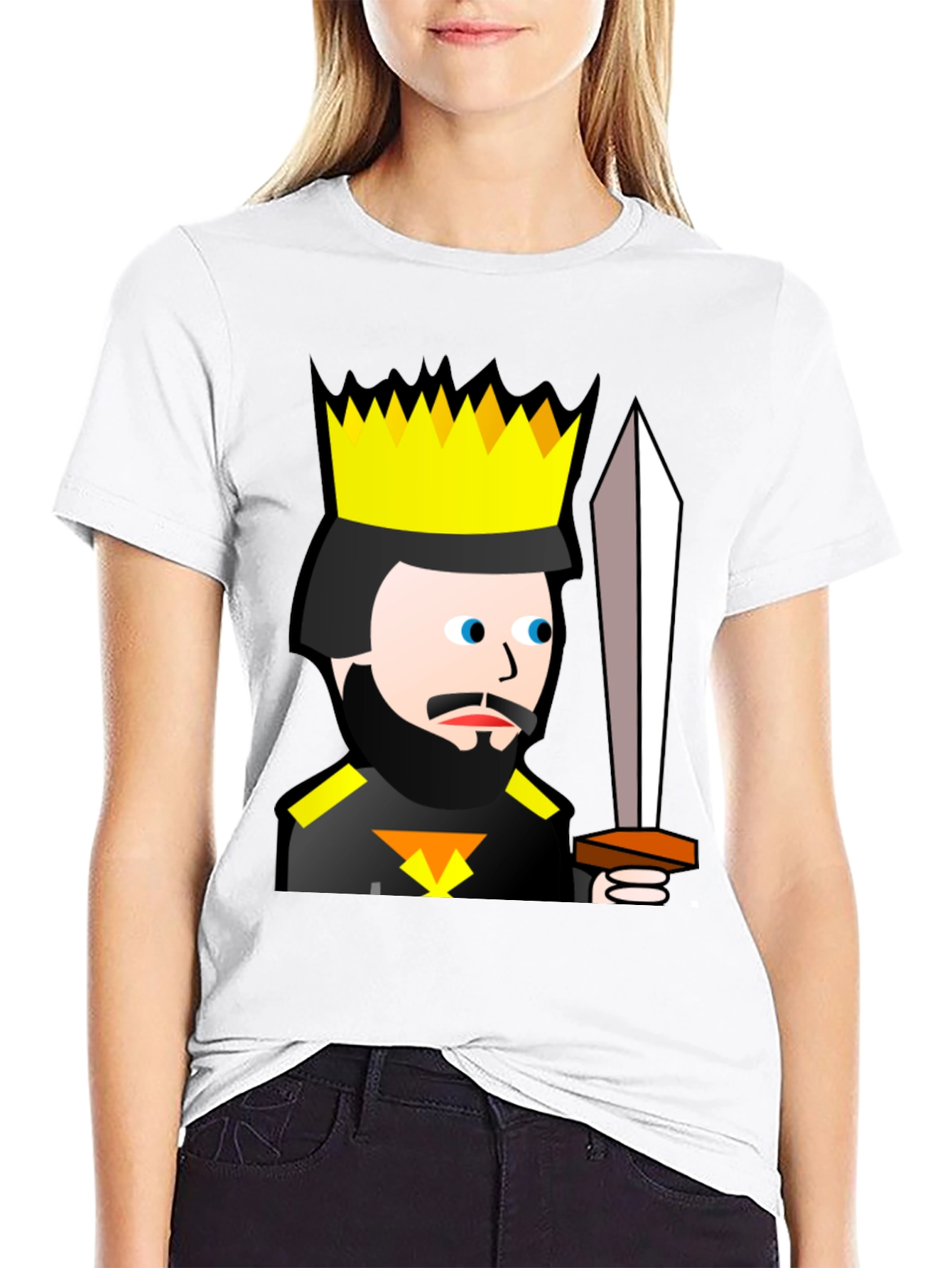 Black King Cartoon Black T-Shirt - Sword Graphic Tee view 9