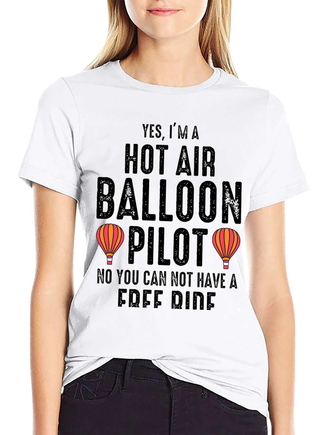 Black Hot Air Balloon Pilot Graphic Tee view 9