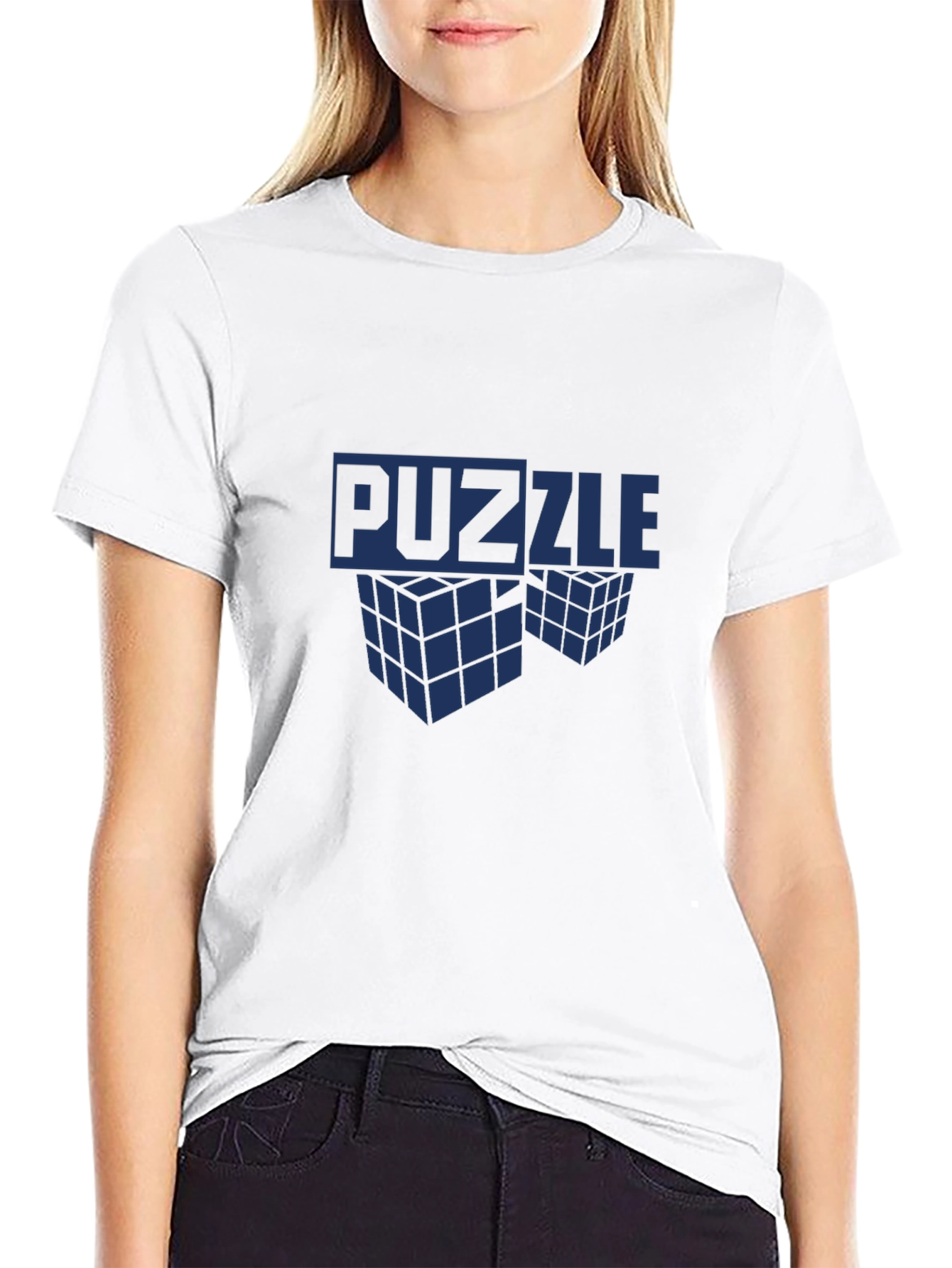 Black Puzzle Cube Graphic T-Shirt - Mens Crew Neck Tee view 9