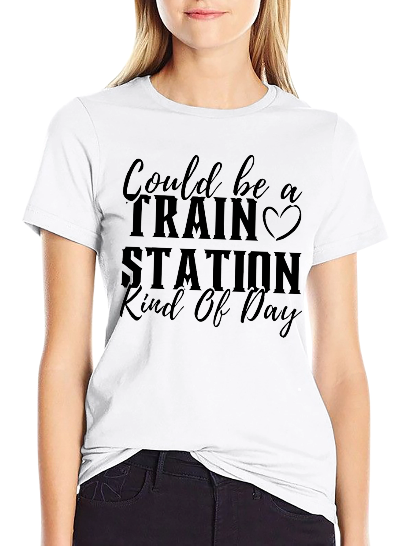 Black Train Station Kind of Day Graphic Tee view 9
