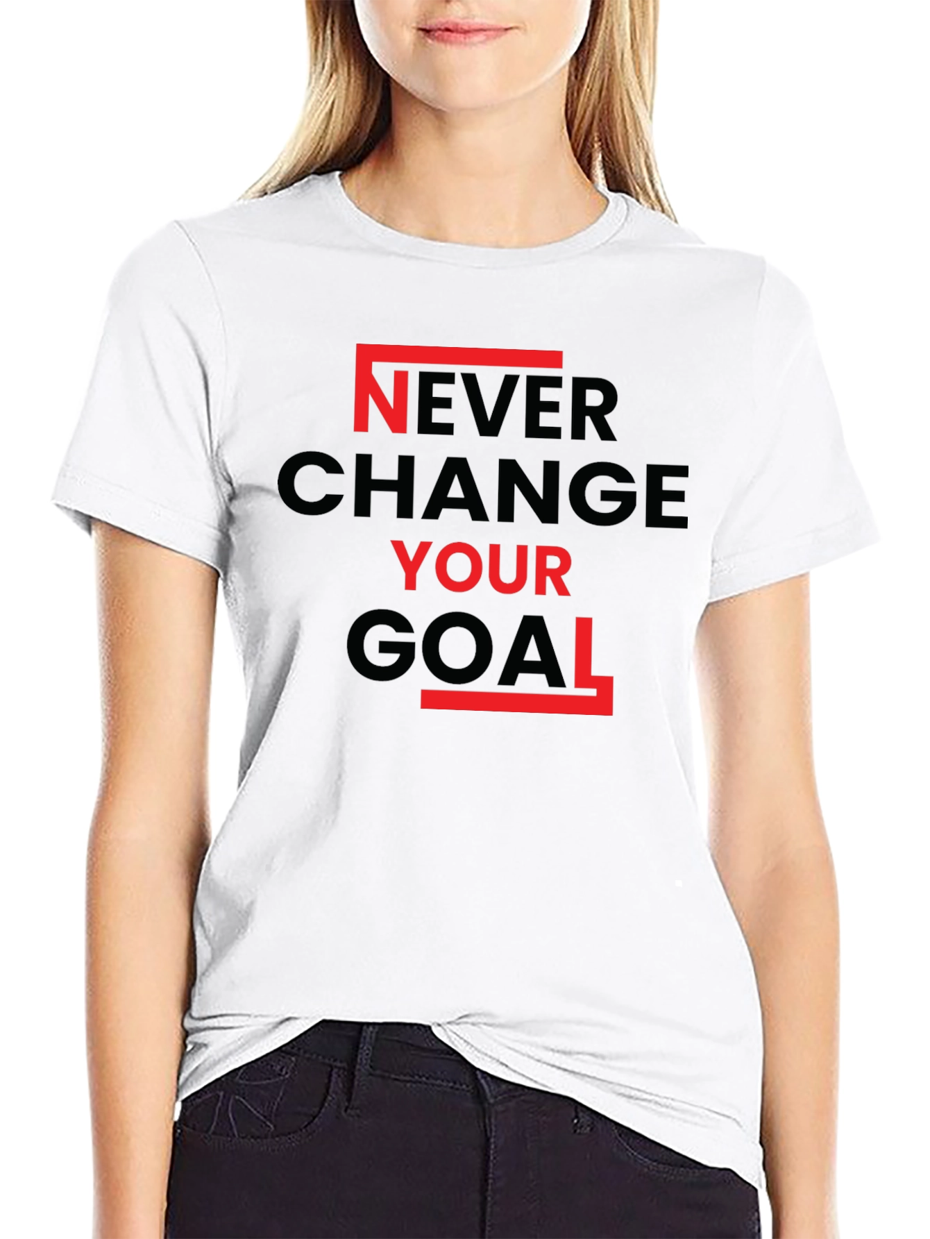 Black Never Change Your Goal Graphic Tee view 9