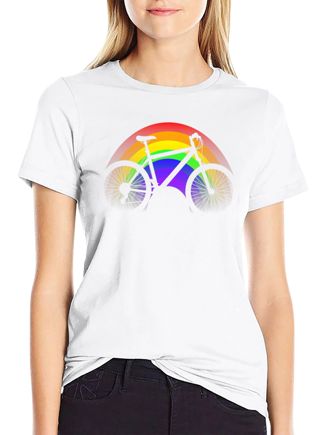 Black Rainbow Bike Graphic Tee - Pride Ride Shirt view 9